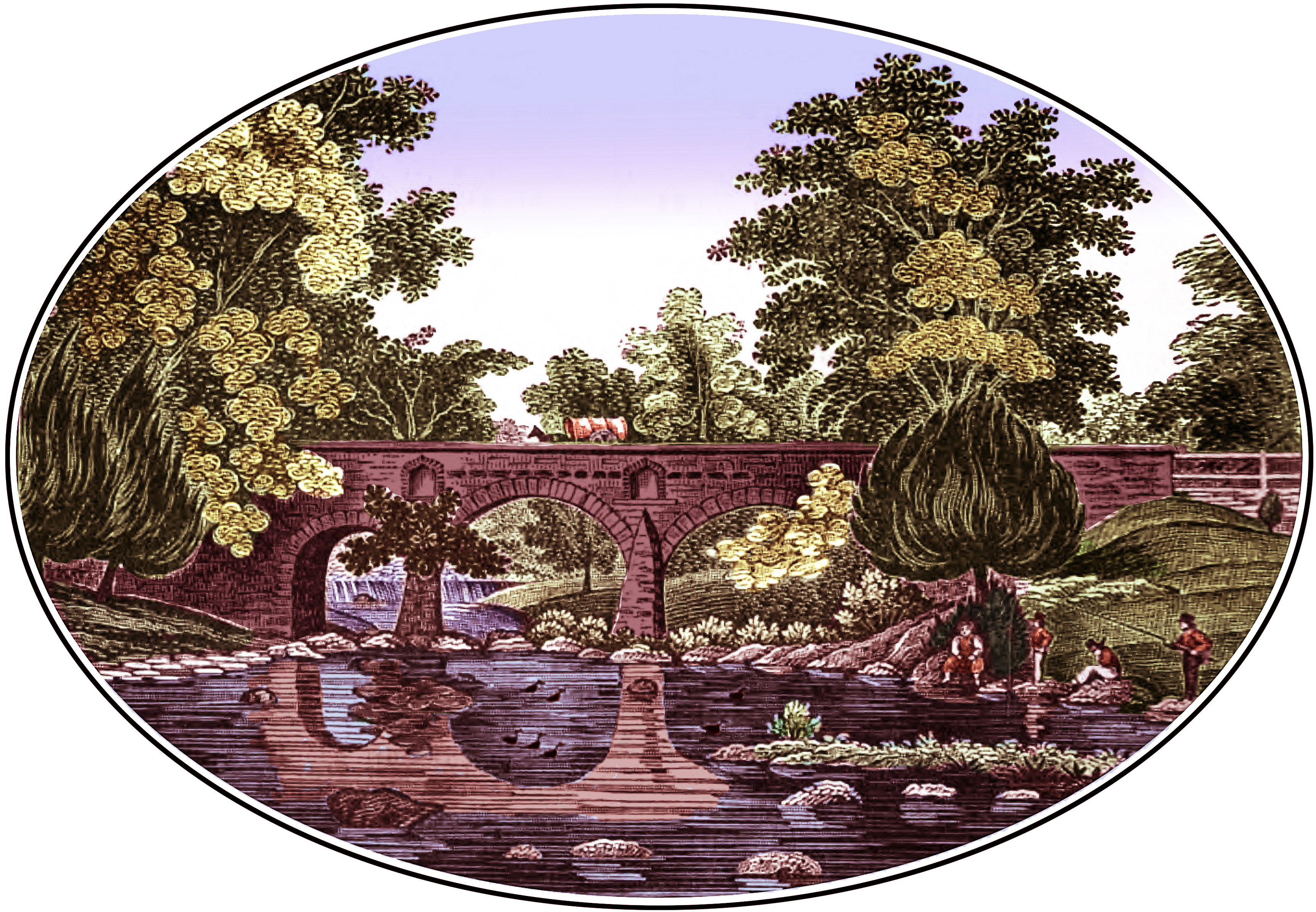 A drawing of the Pennypack Creek Bridge by William L. Breton, circa 1830.  