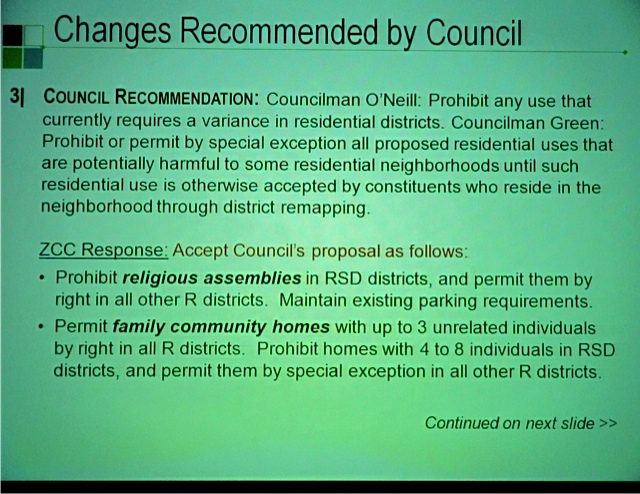 A  new zoning code is going to happen ... if we can agree on methadone, sky plane ... council prerogative