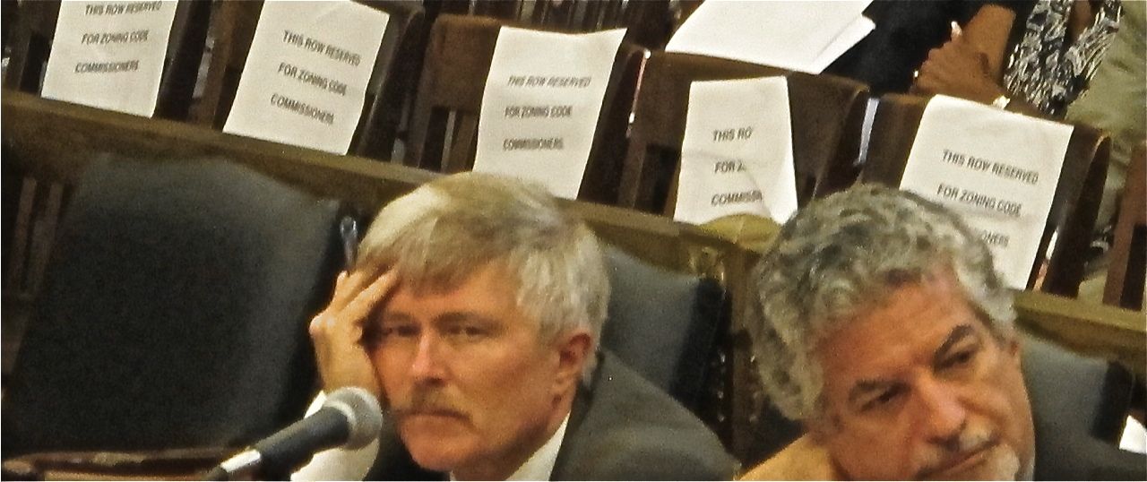 Don Elliott and Alan Greenberger at council hearing