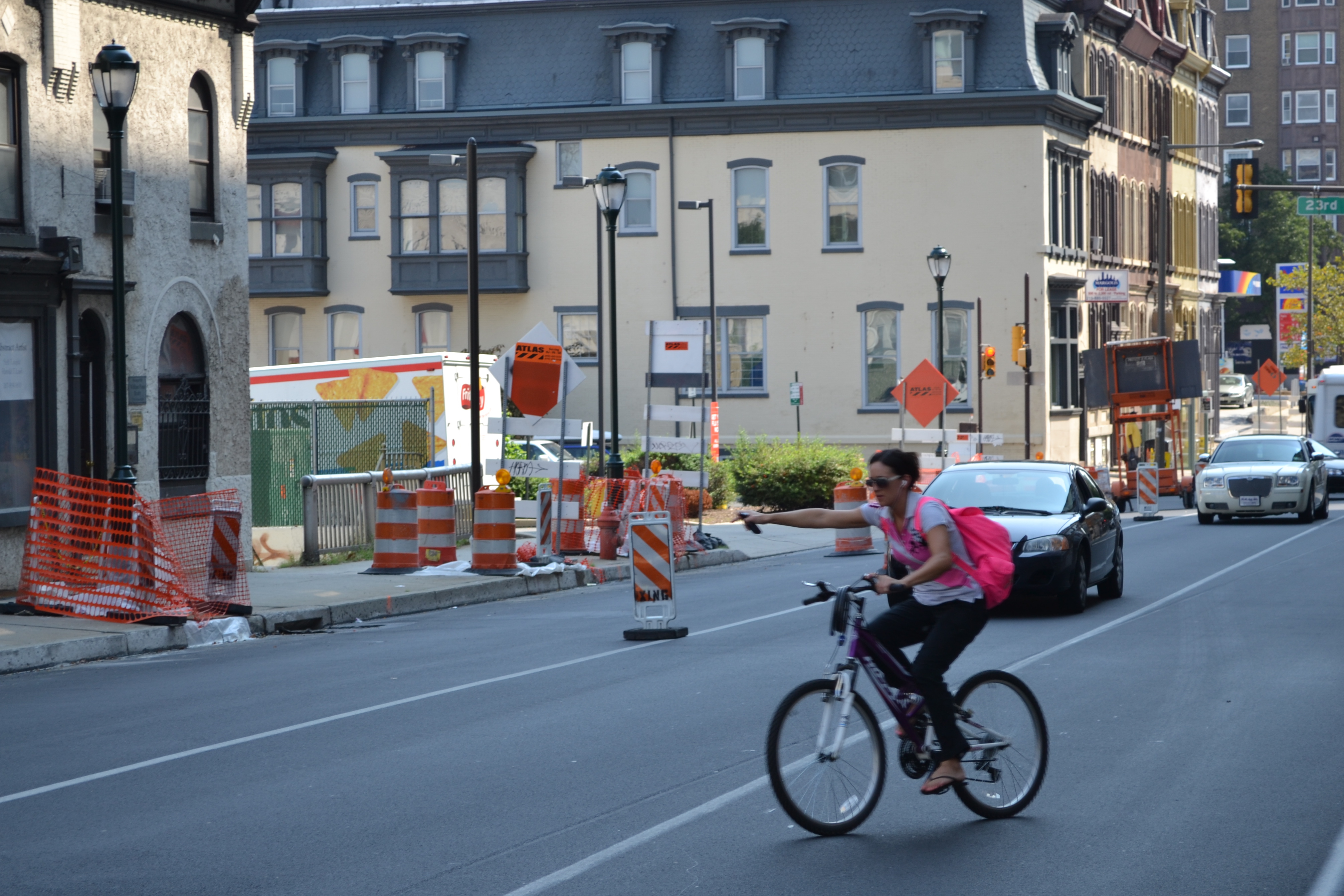 Despite detour signs, some cyclists still used the bridge during construction
