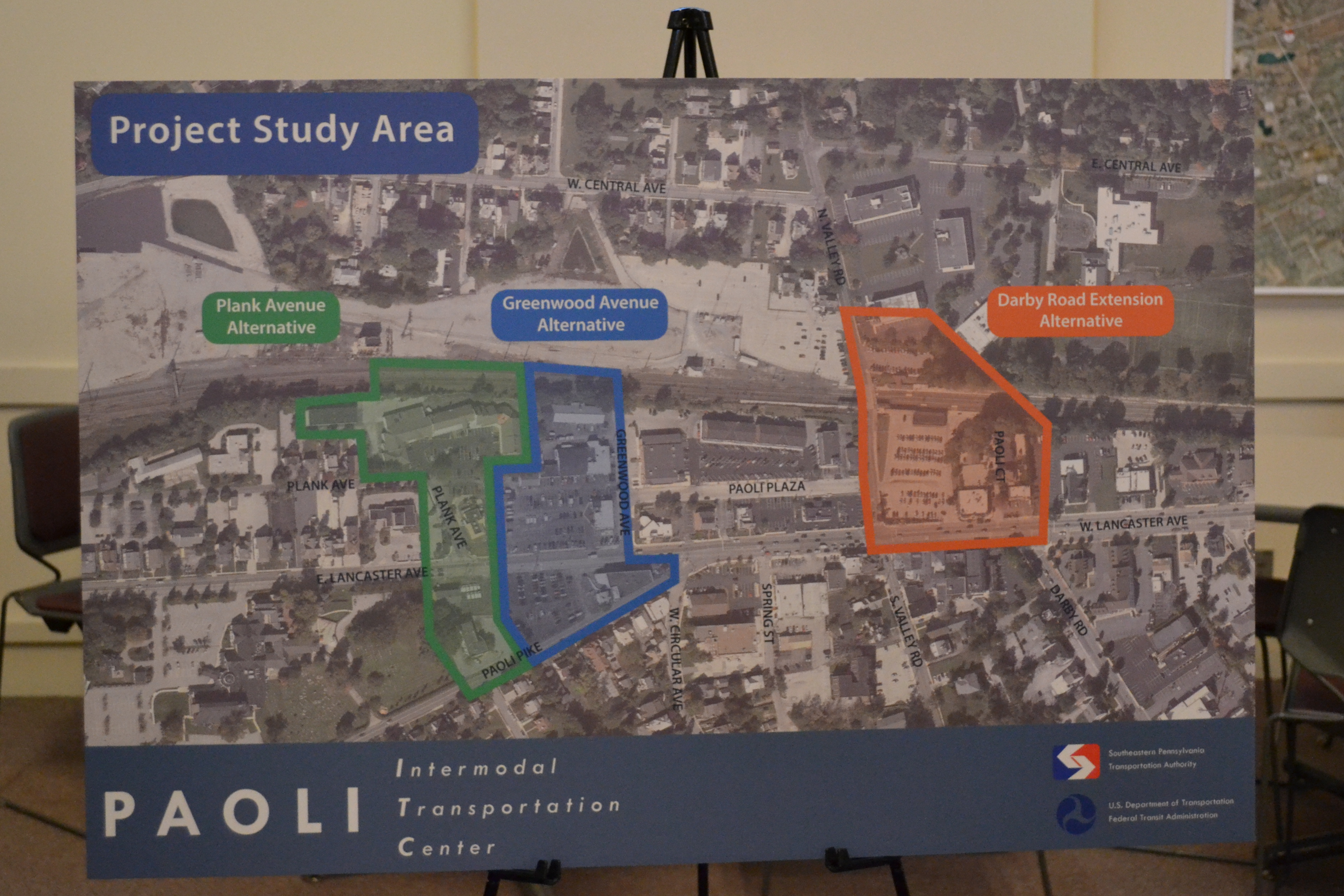SEPTA presented three location options for the new Paoli ITC