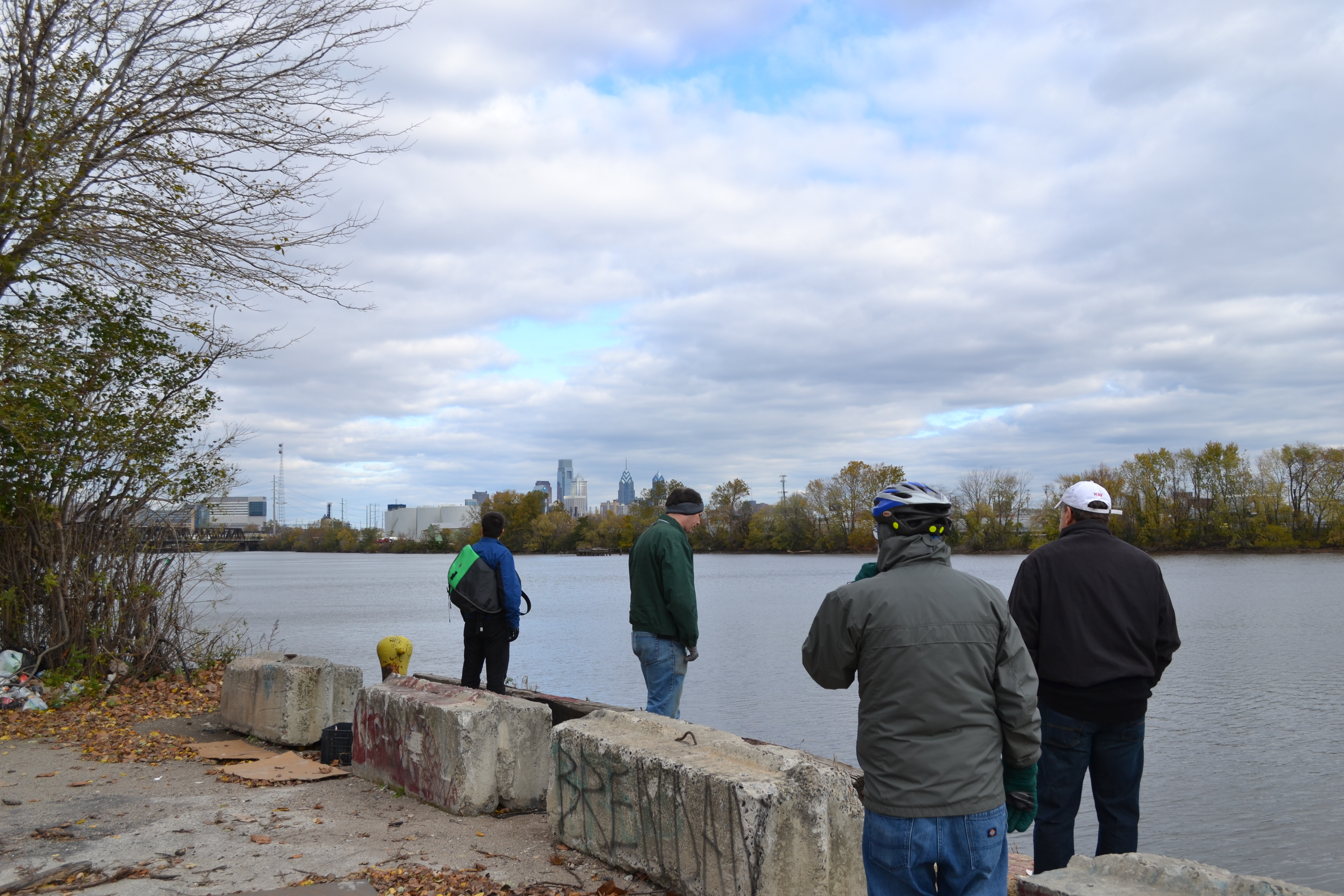 Tour attendees viewed the Center City skyline from the southern half of Bartram's Mile