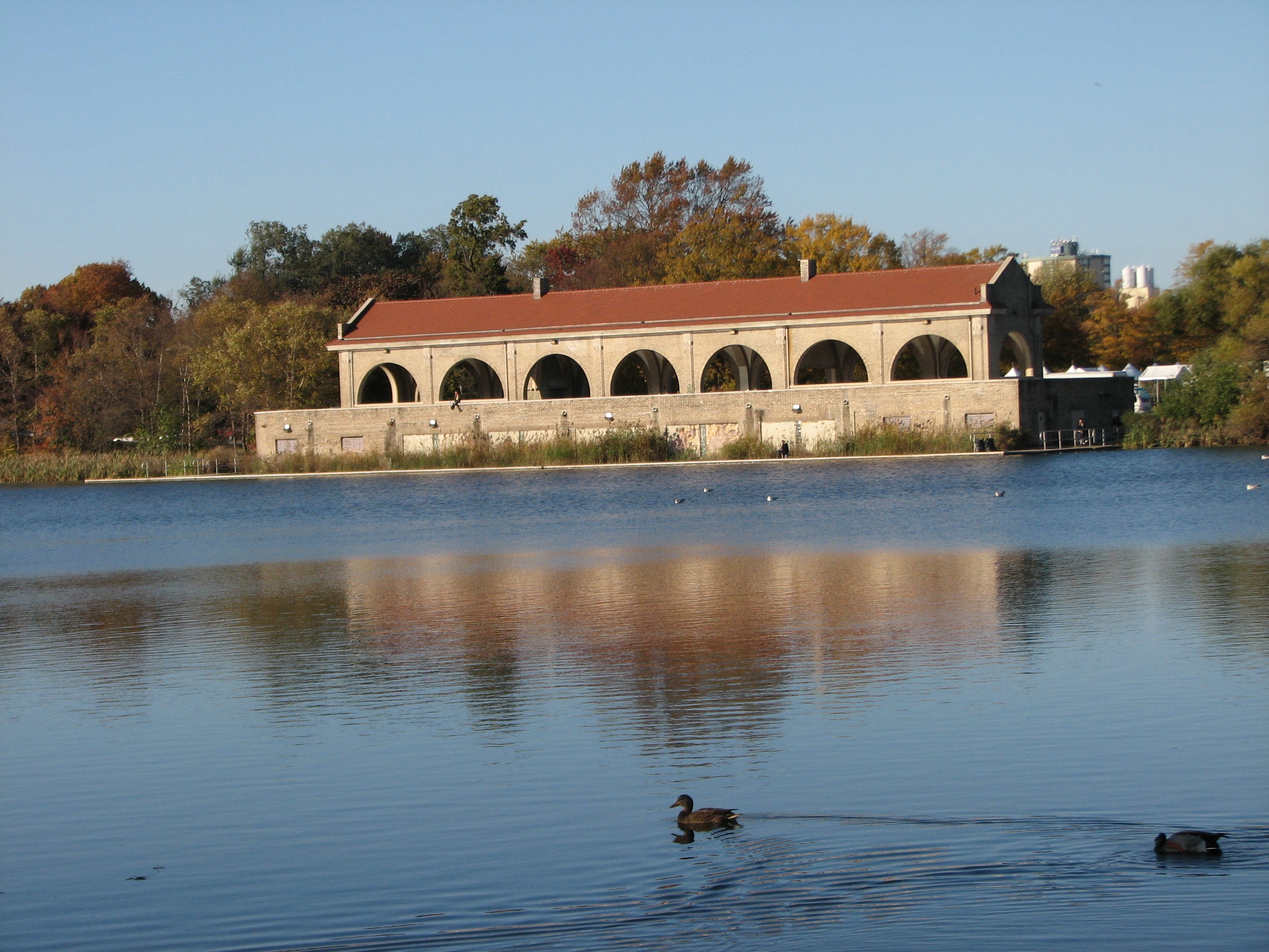 The former boathouse/Russian Tea House is the centerpiece of FDR Park.