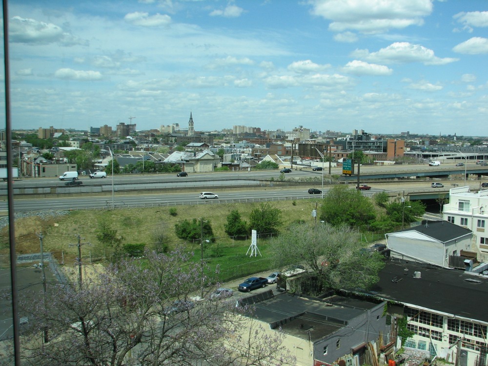 One apartment's view of Northern Liberties, with I-95 in the foreground