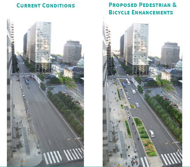 A rendering of what proposed improvements to Center City arterials could look like.
