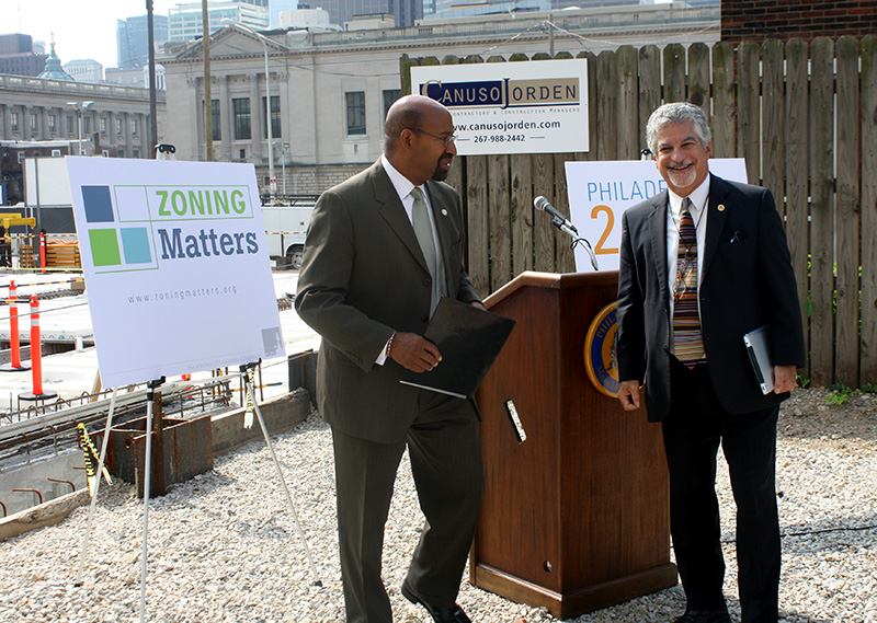 Mayor Michael Nutter and Deputy Mayor Alan Greenberger celebrated the enactment of a new zoning code in August