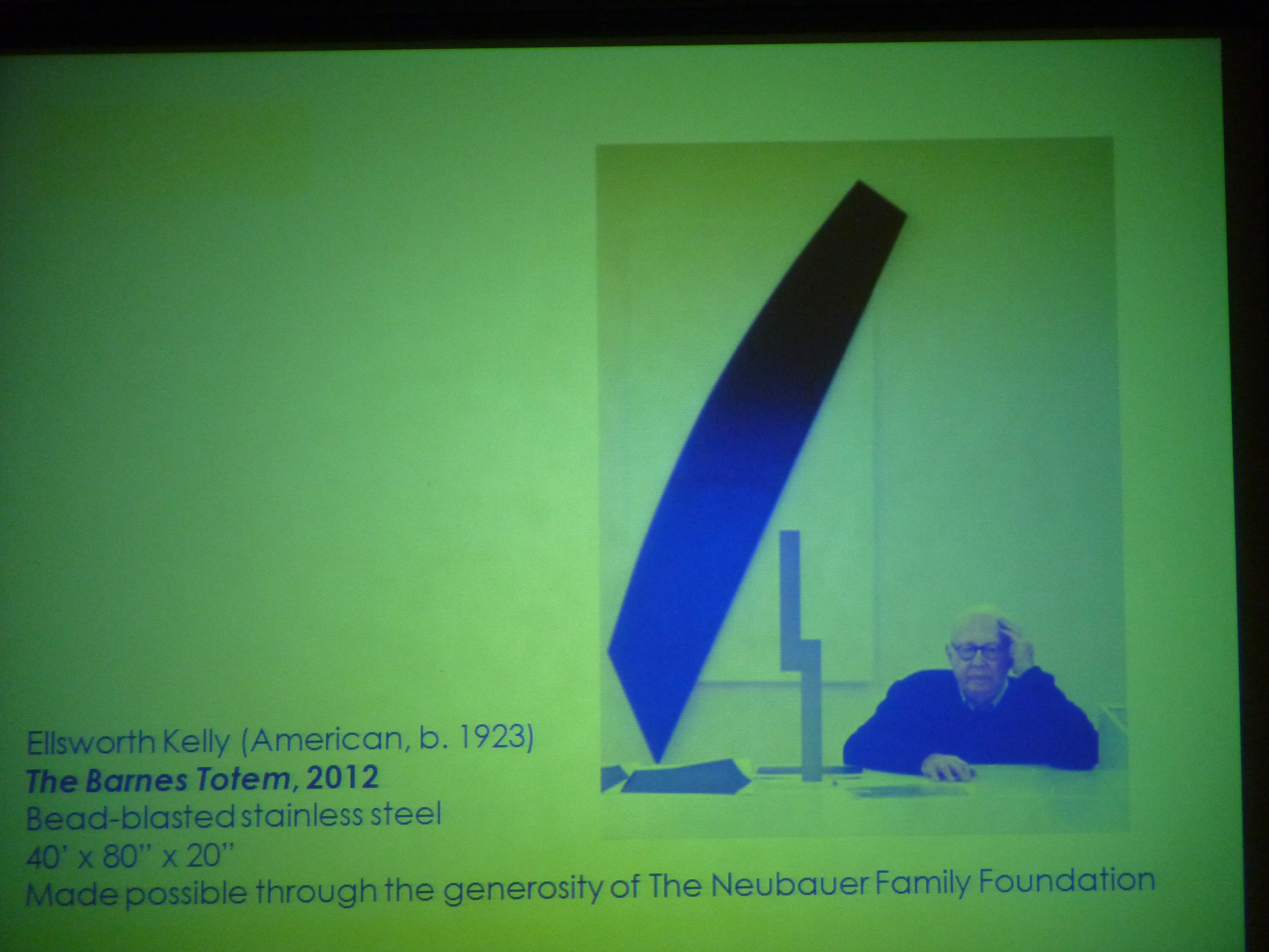 Ellsworth Kelly with drawing of The Barnes Totem