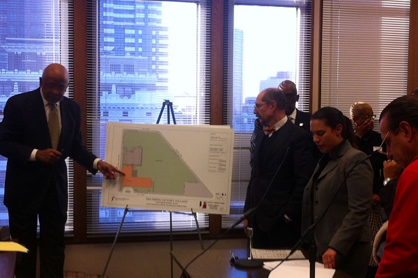 Attorney Robert Archie, architect Jerry Roller and attorney Allison Levy present plans for 1801 Courtland