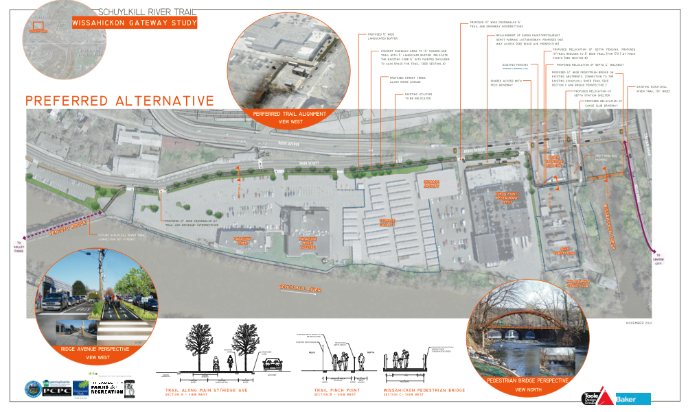 Parks & Recreation presented the preferred alternative along Ridge Ave and Main Street