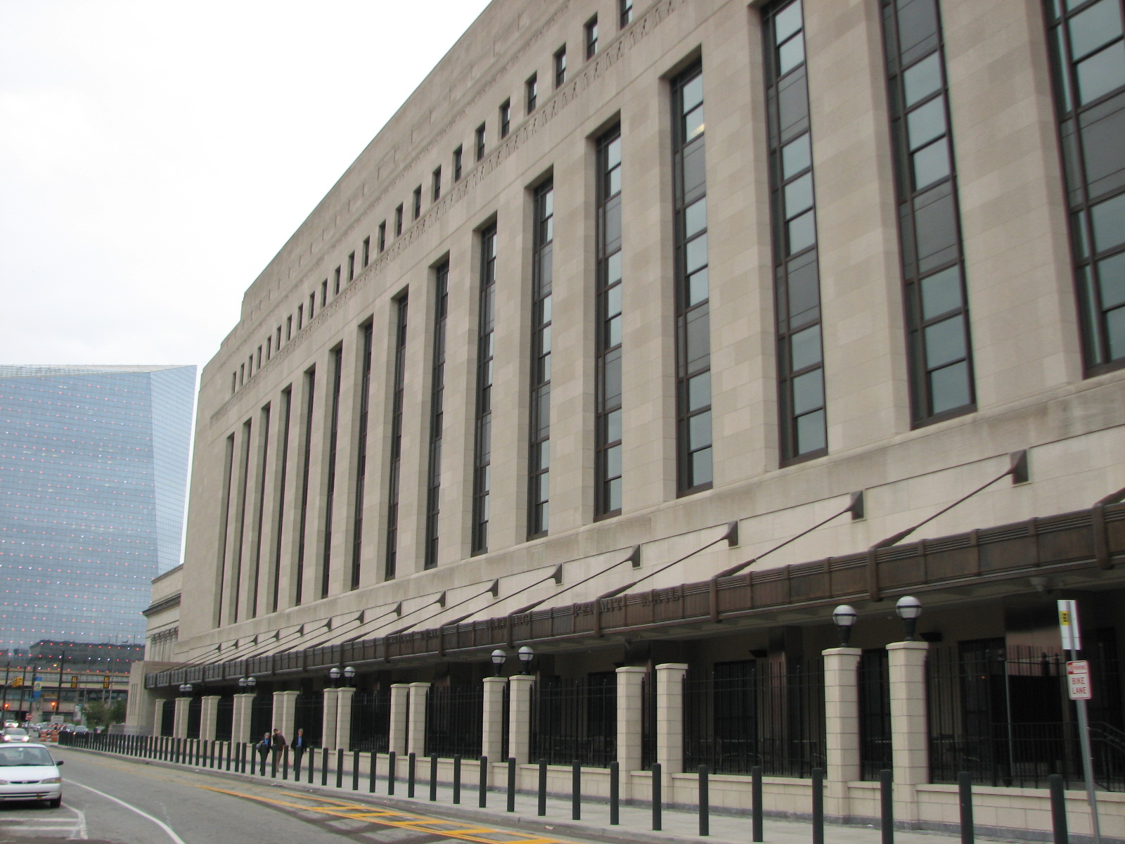 The west side of the building, which once received mail truck deliveries, now has terraces for the building’s employees.