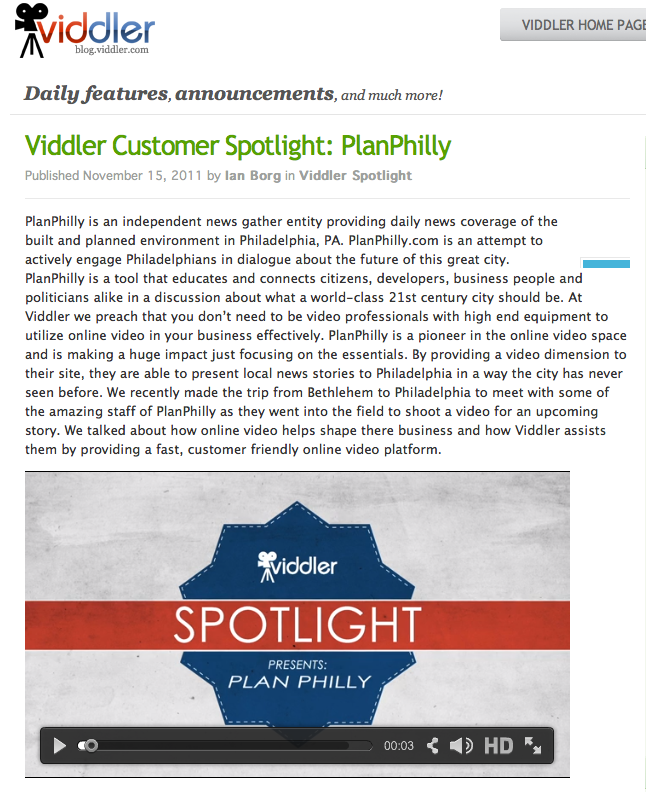 Viddler Customer Spotlight: PlanPhilly