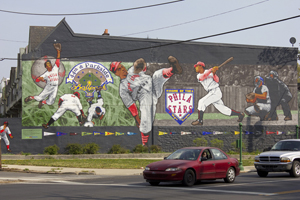 A mural commemorates the 44th and Parkside Ballpark where the historic Philadelphia Stars once played.