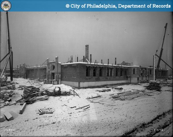 West Philadelphia High, under construction in 1912. Photo from PhillyHistory.org