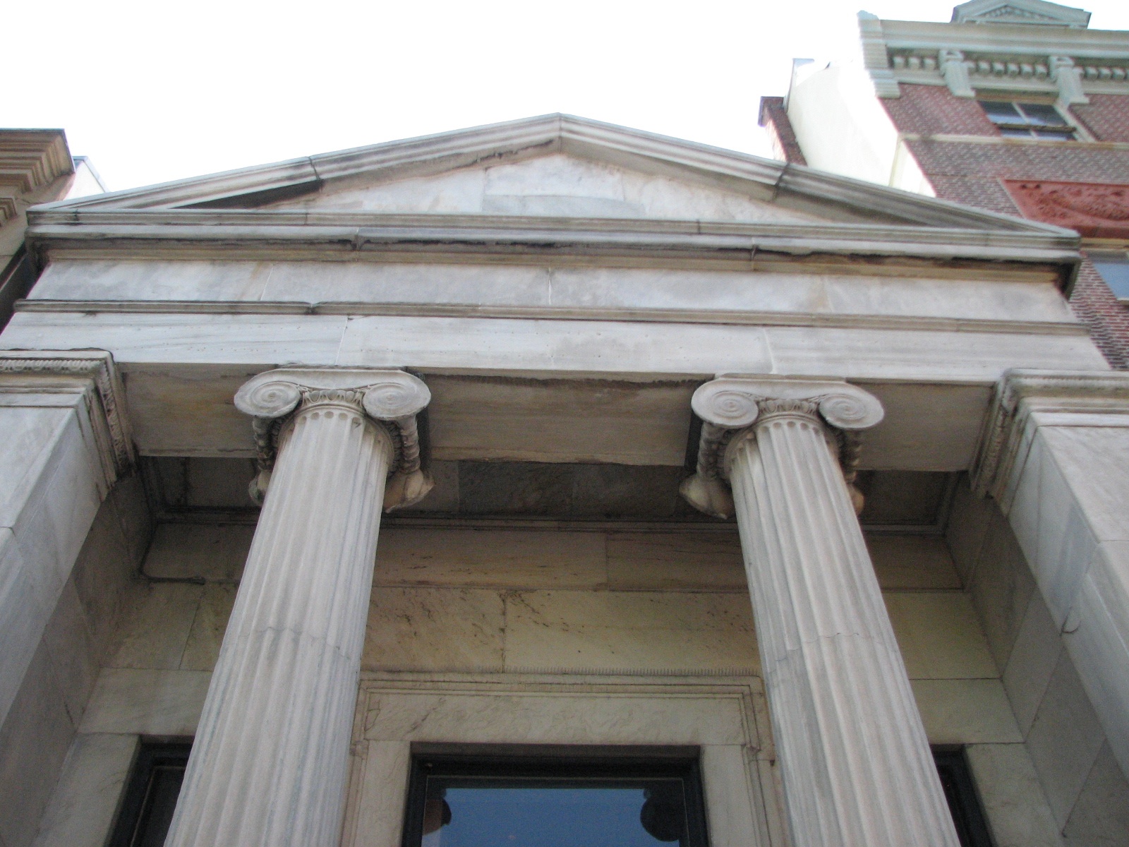The Ionic columns lend the little building a powerful presence.