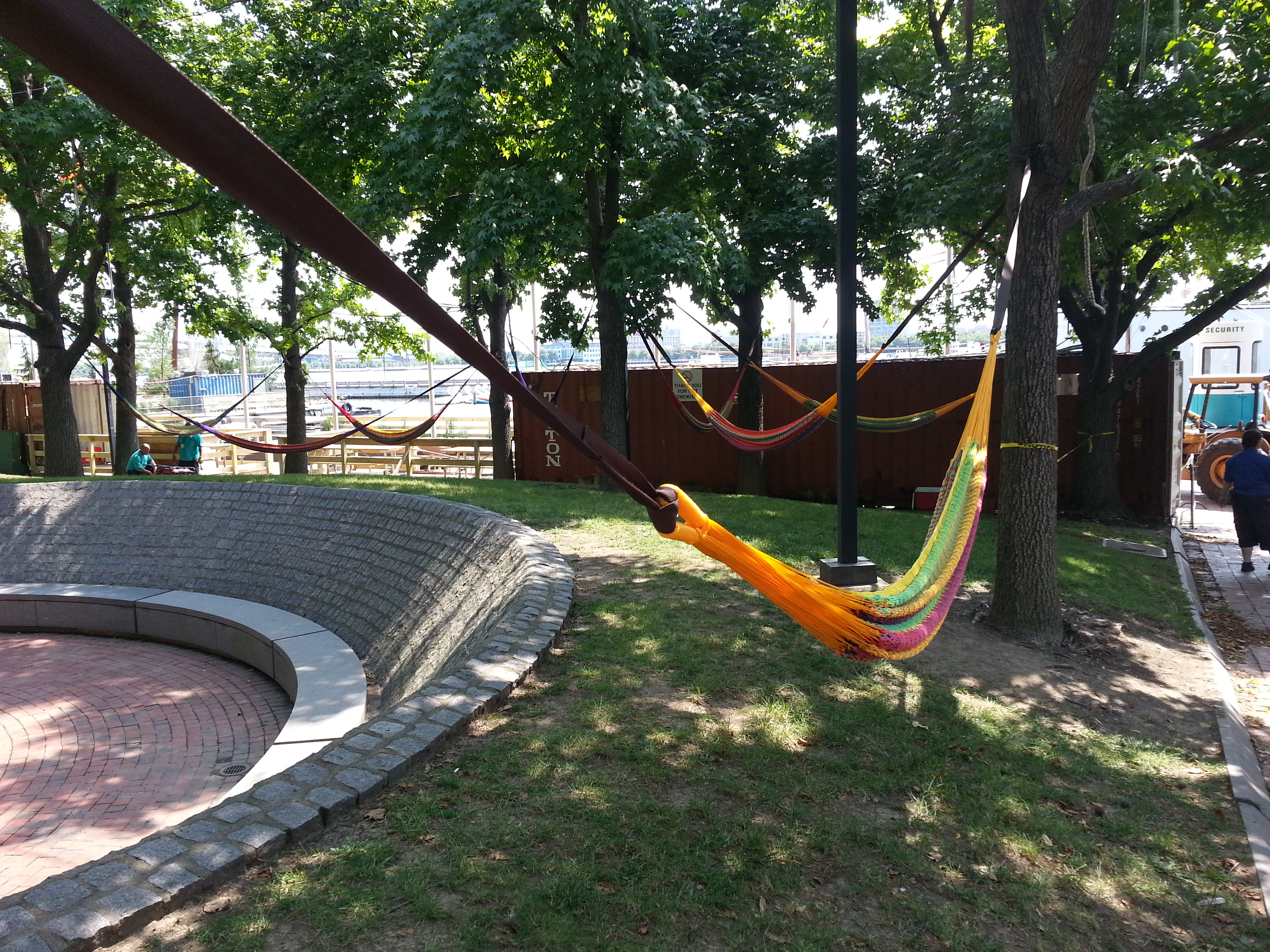 A few of the many hammocks at Spruce Street Garden Park