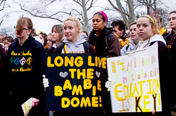 St. Hubert's students rally on Torresdale Avenue in January. Photo/Michelle Alton