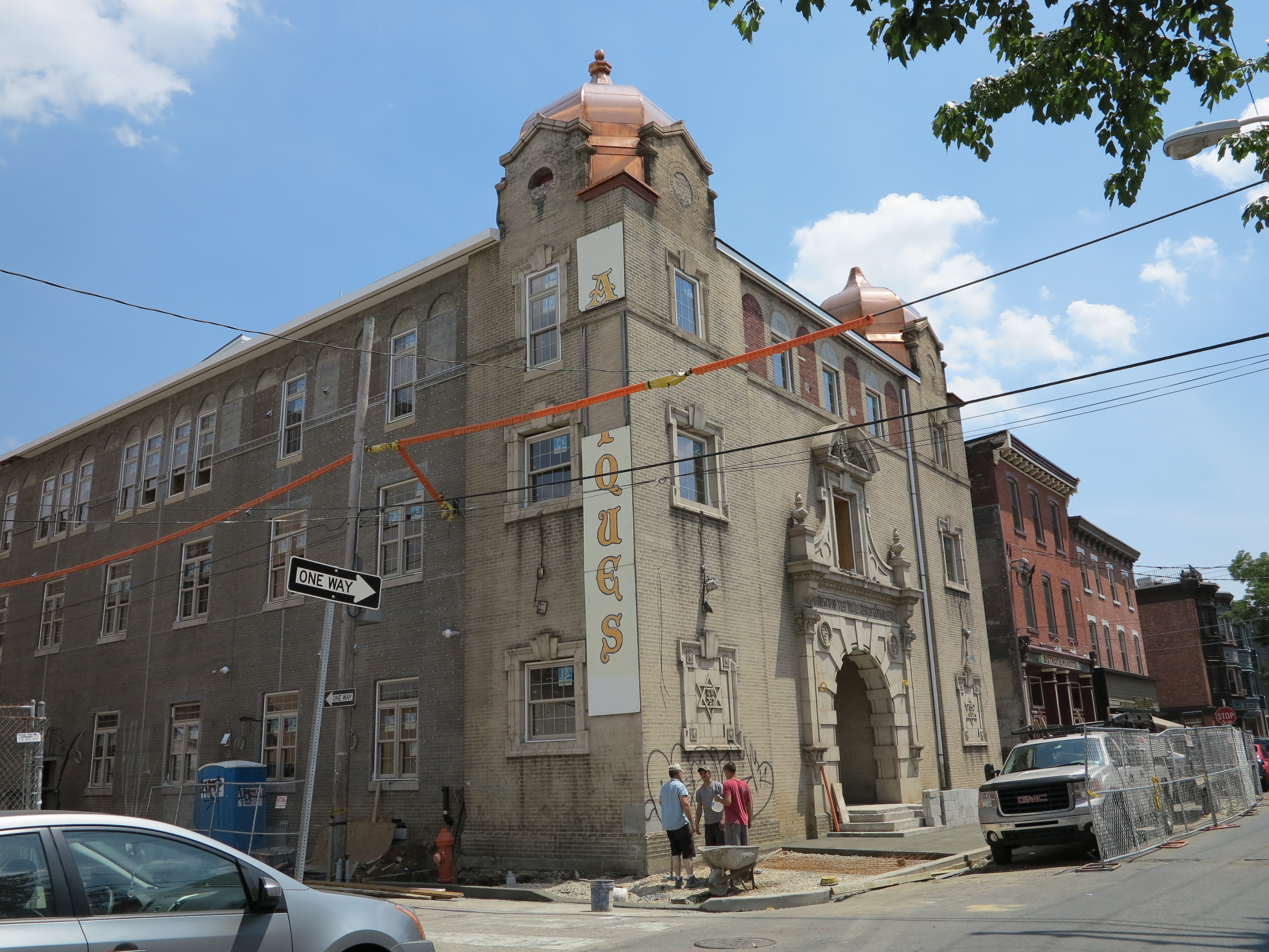 New domes on historic synagogue being converted to residential on South 6th Street, June 2014