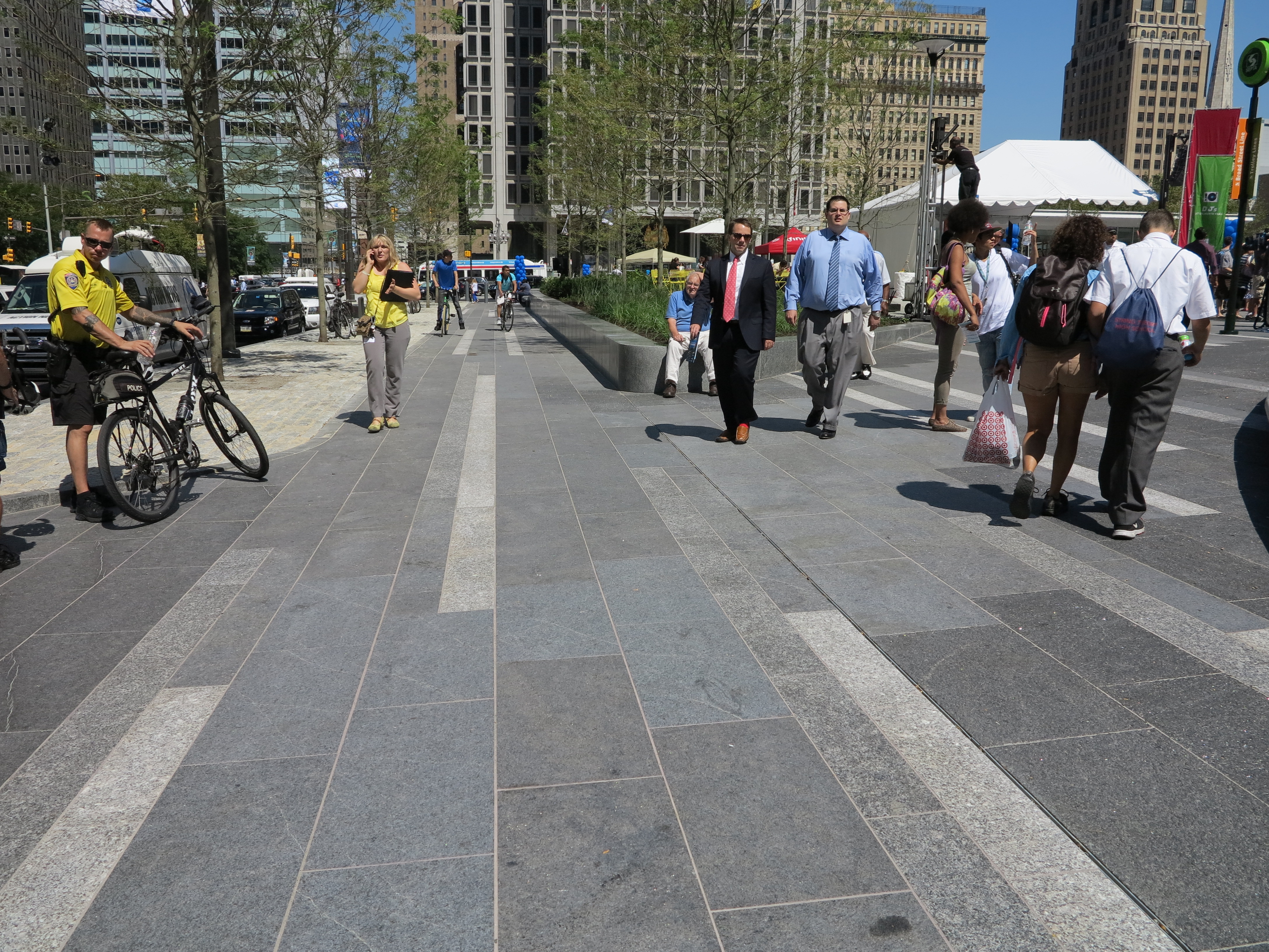 Bands of granite in different tones and textures at Dilworth Park