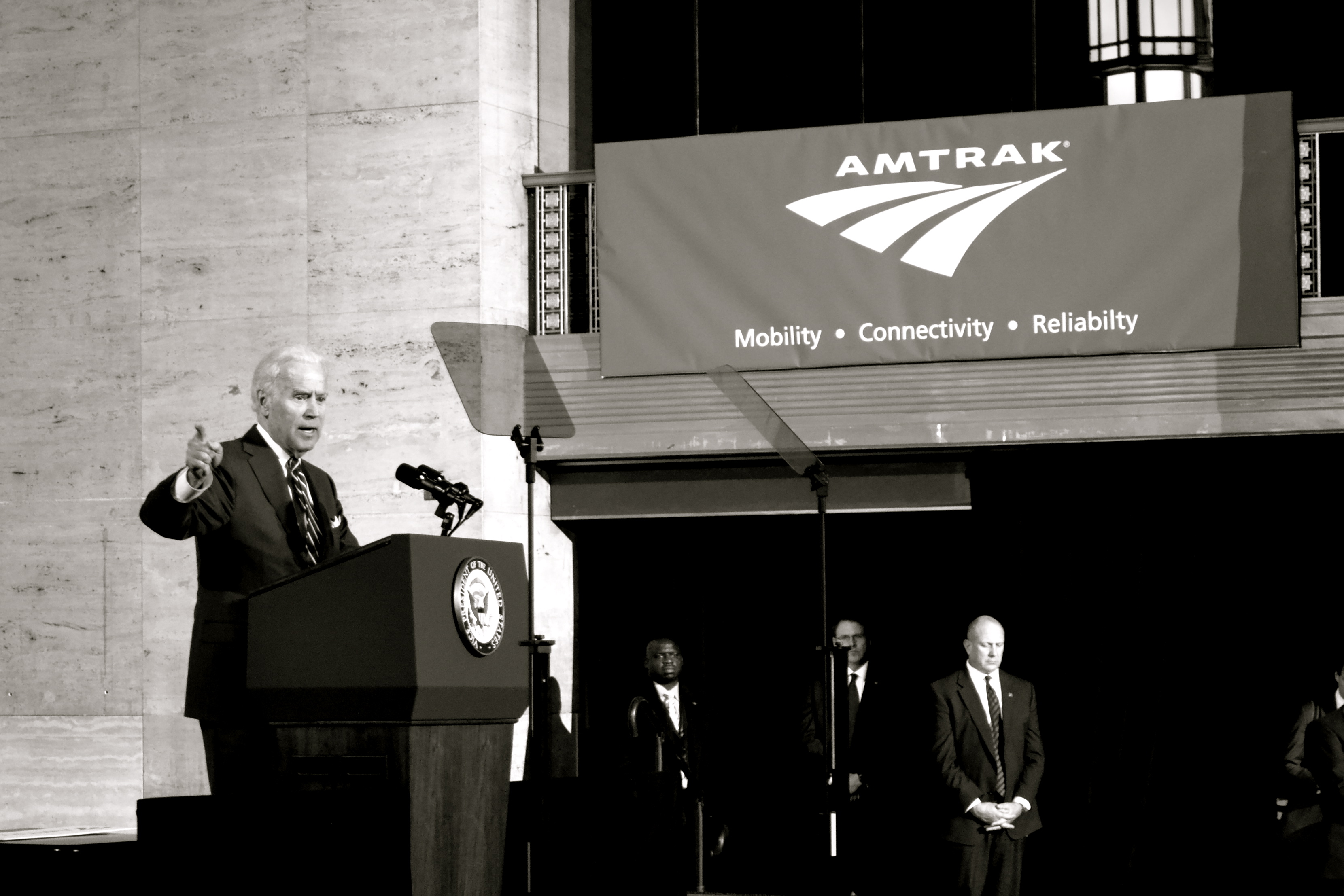 Biden spoke of the importance of investing in and modernizing rail at 30th Street Station