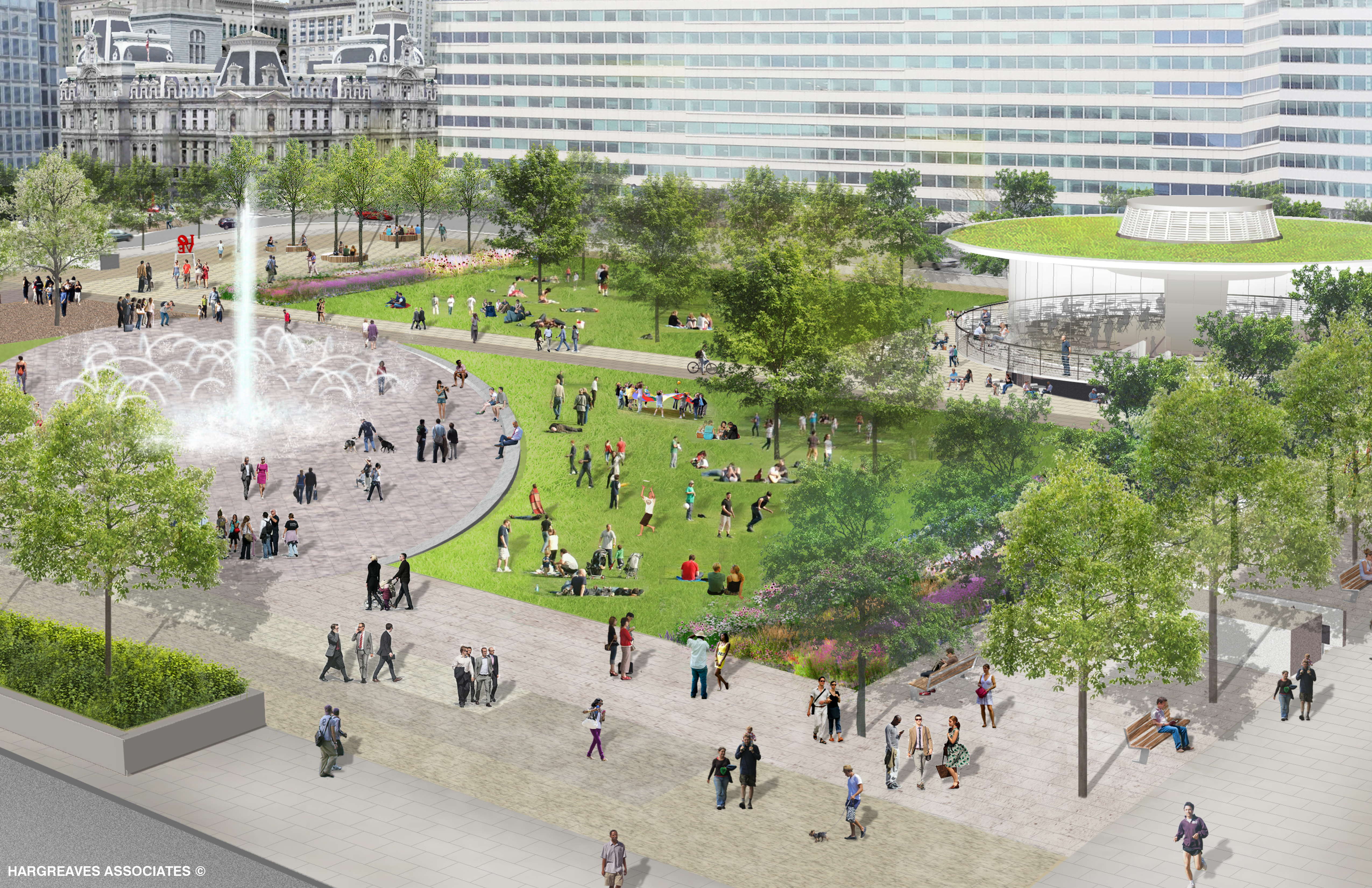 Concept rendering of LOVE Park, April 2015 | Hargreaves Associates