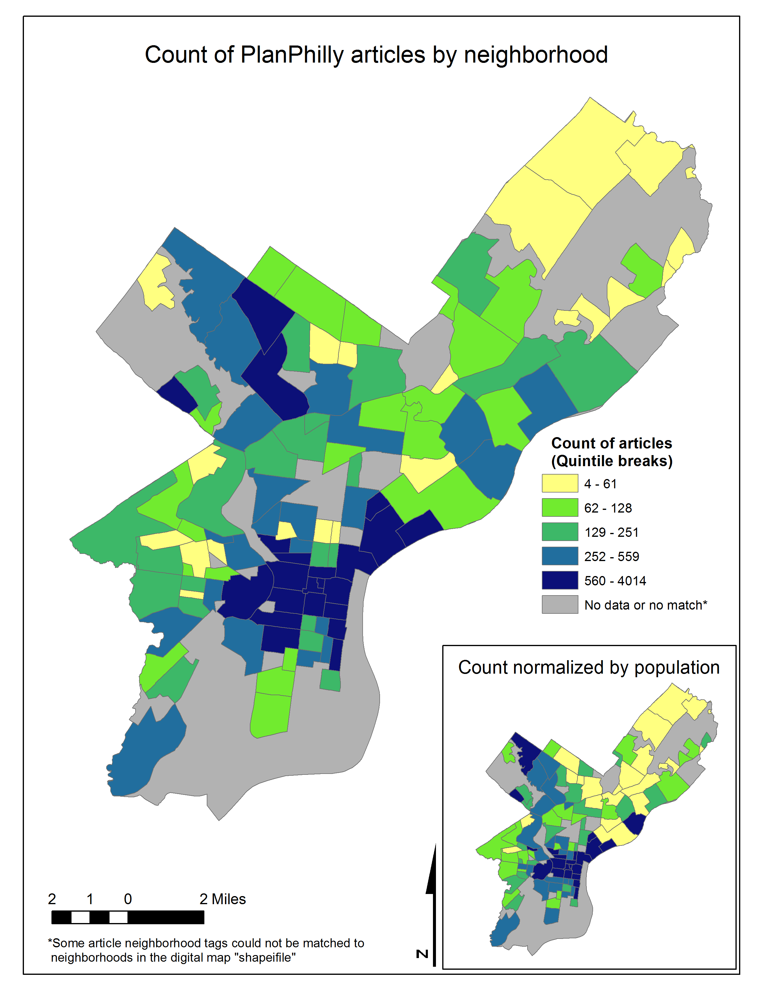 Figure 3: Count of PlanPhilly articles by neighborhood