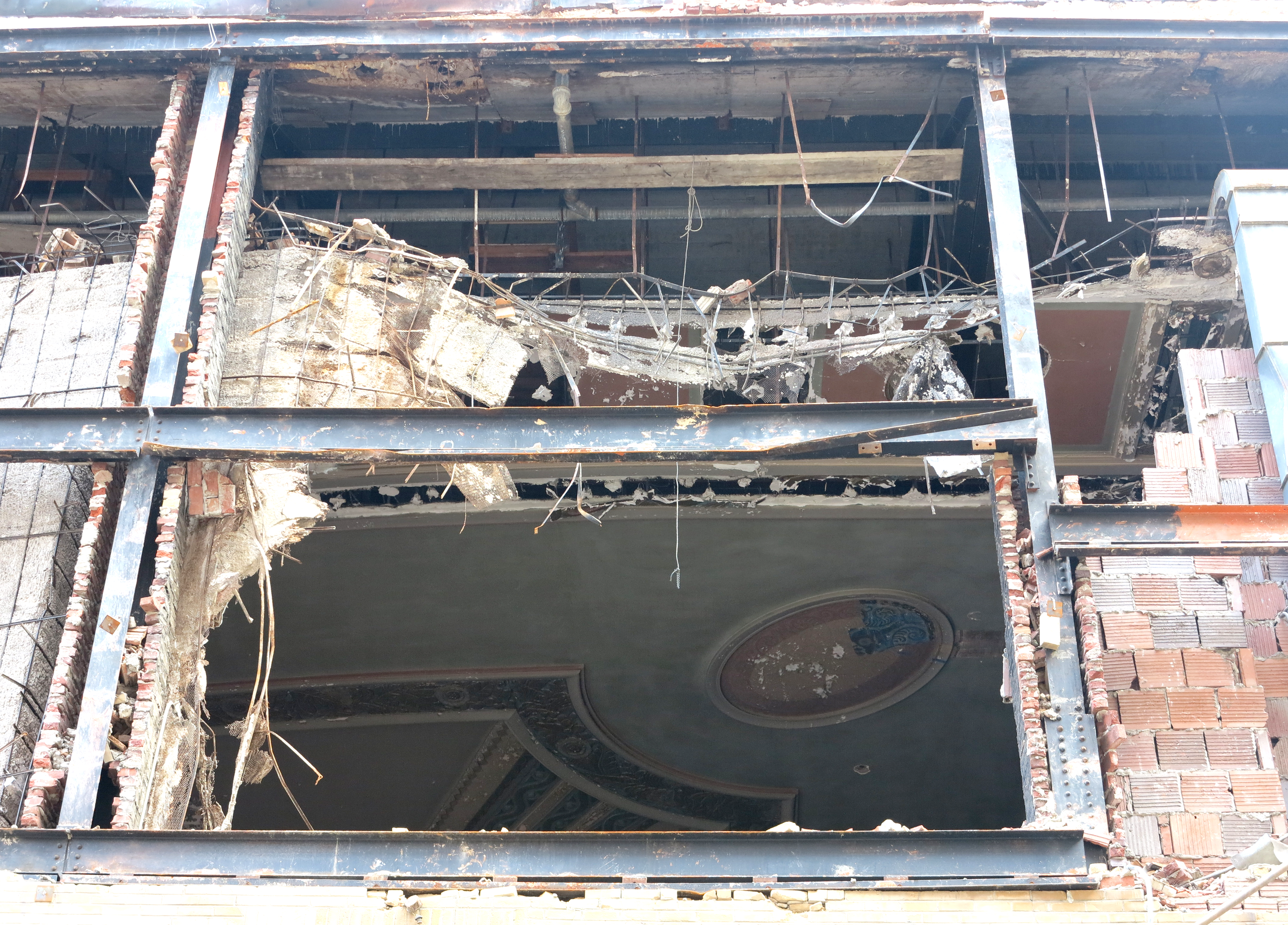 Demolition revealing the Boyd's auditorium