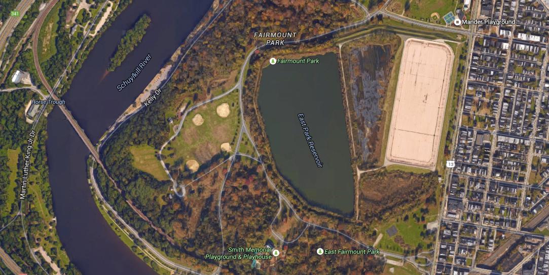 East Park Reservoir from Google Earth