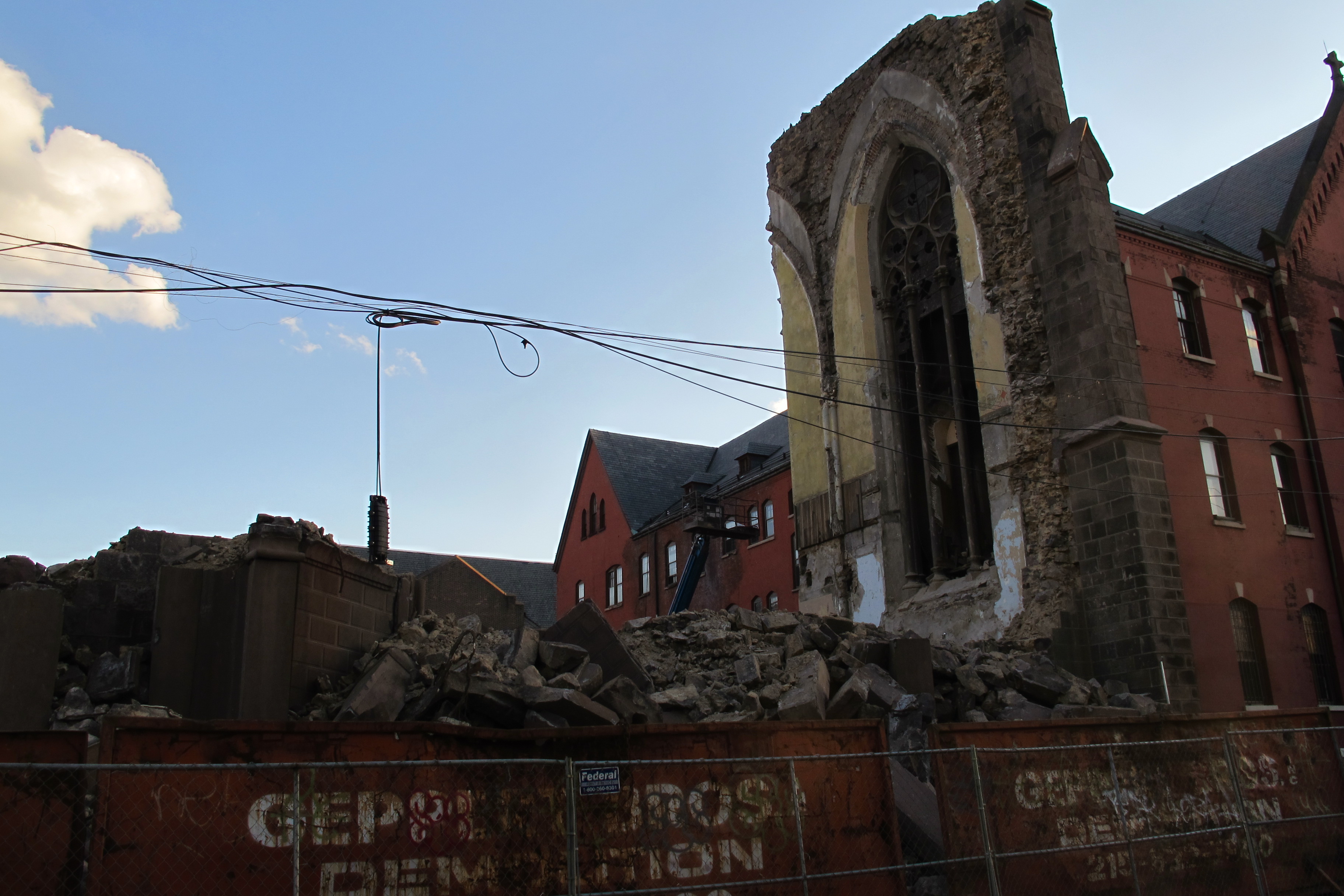 (St. Boniface Church demolition, Norris Square. April 2012.)