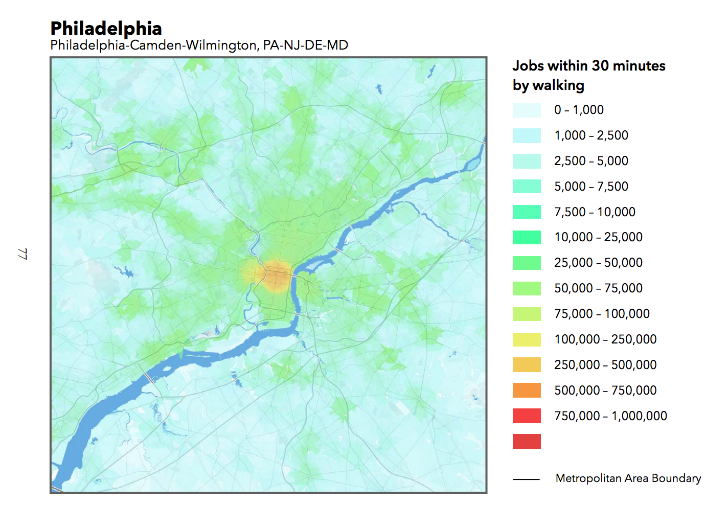 Jobs within 30 minutes by walking