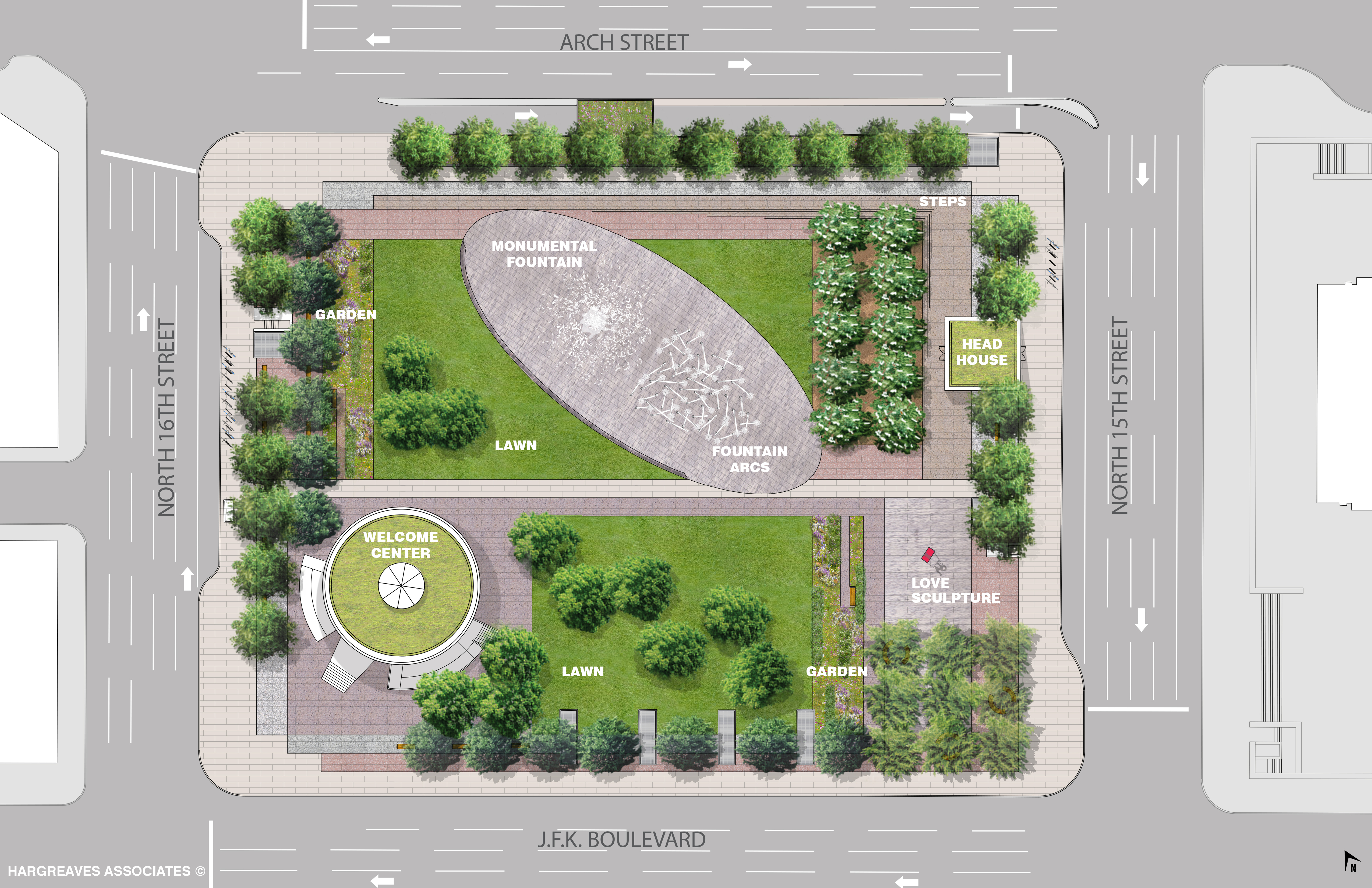 LOVE Park conceptual design, April 2015 | Hargreaves Associates
