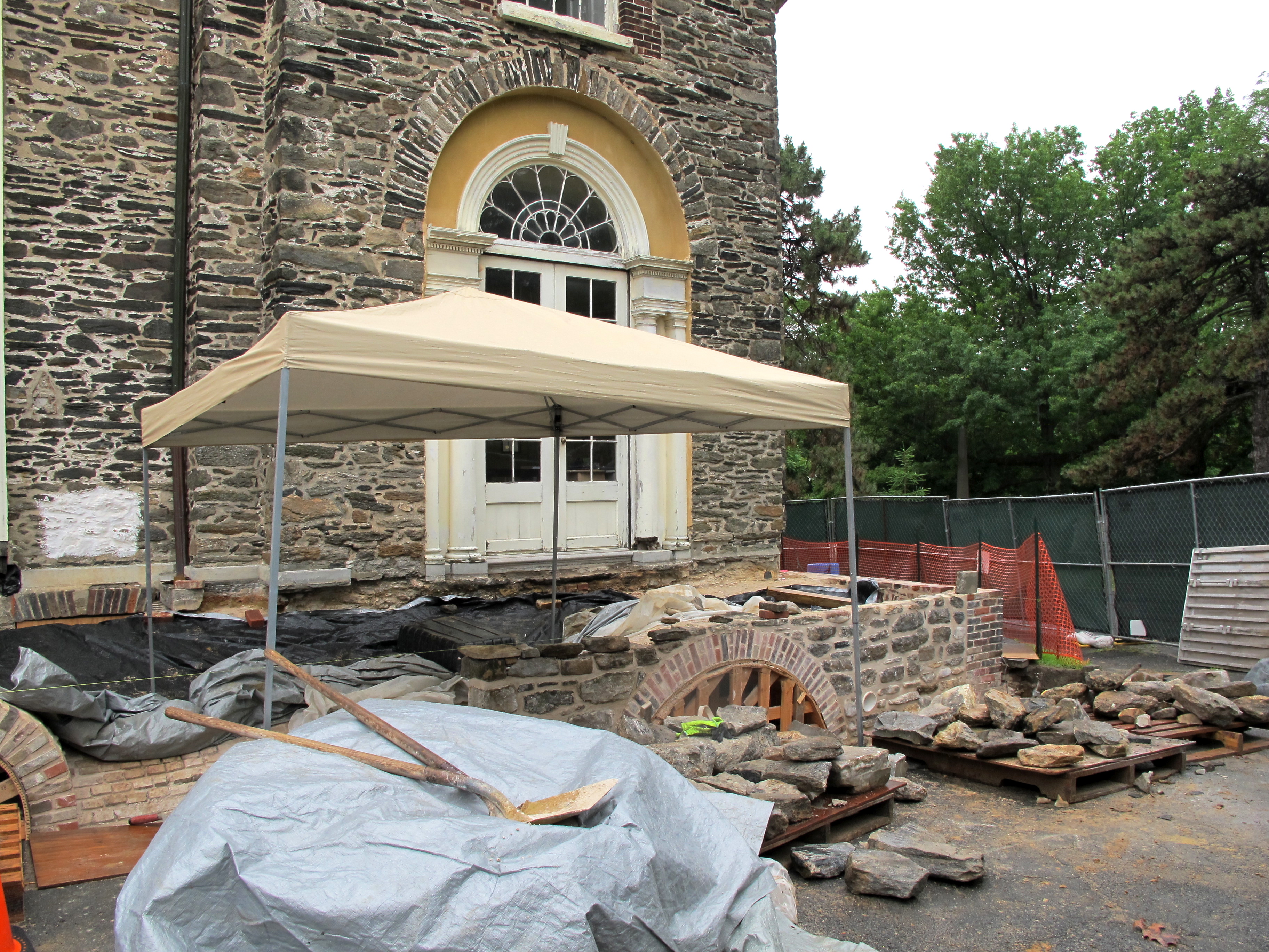 North terrace and cryptoporticus reconstruction underway at The Woodlands, Spring 2015