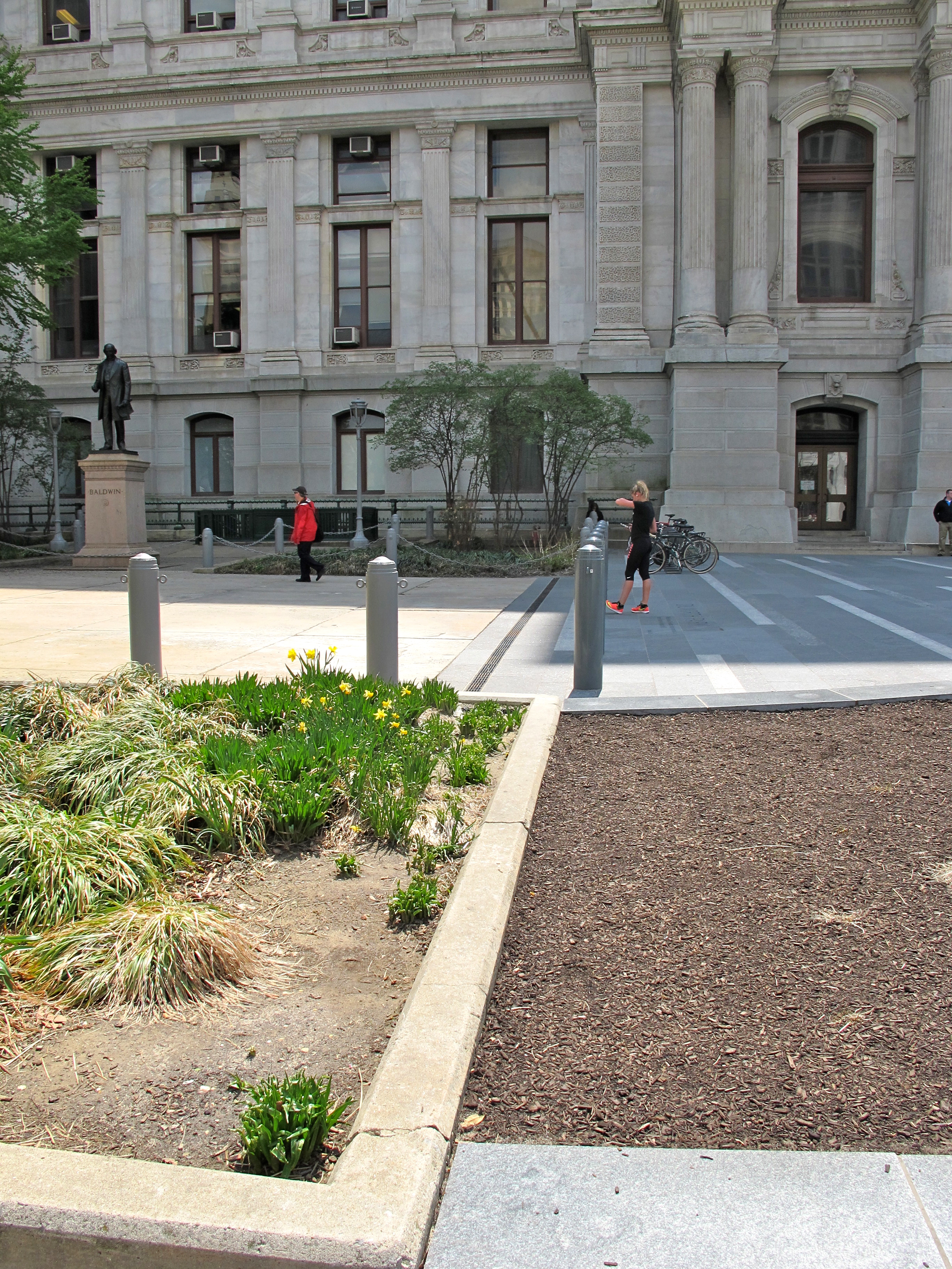 The line between Dilworth Park and City Hall's north apron.