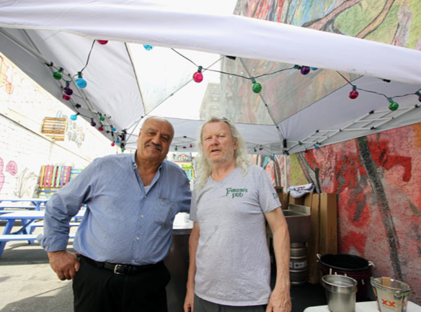 Wajih Abed and Fergus Carey at Fergie's new beer garden, 1214 Sansom St. MICHAEL KLEIN / Philly.com