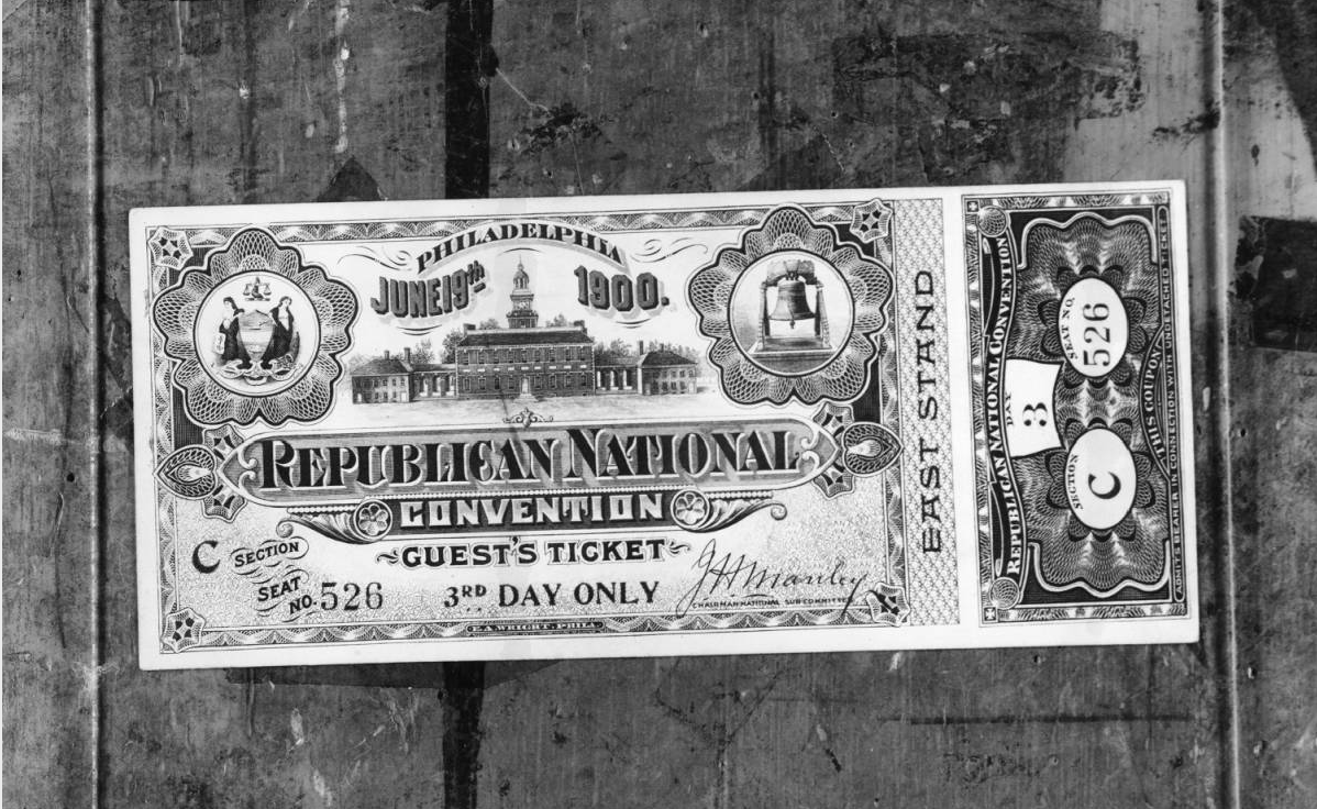 1900 Republican Convention ticket | Evening Bulletin | Special Collections Research Center, Temple University Libraries, Philadelphia, PA