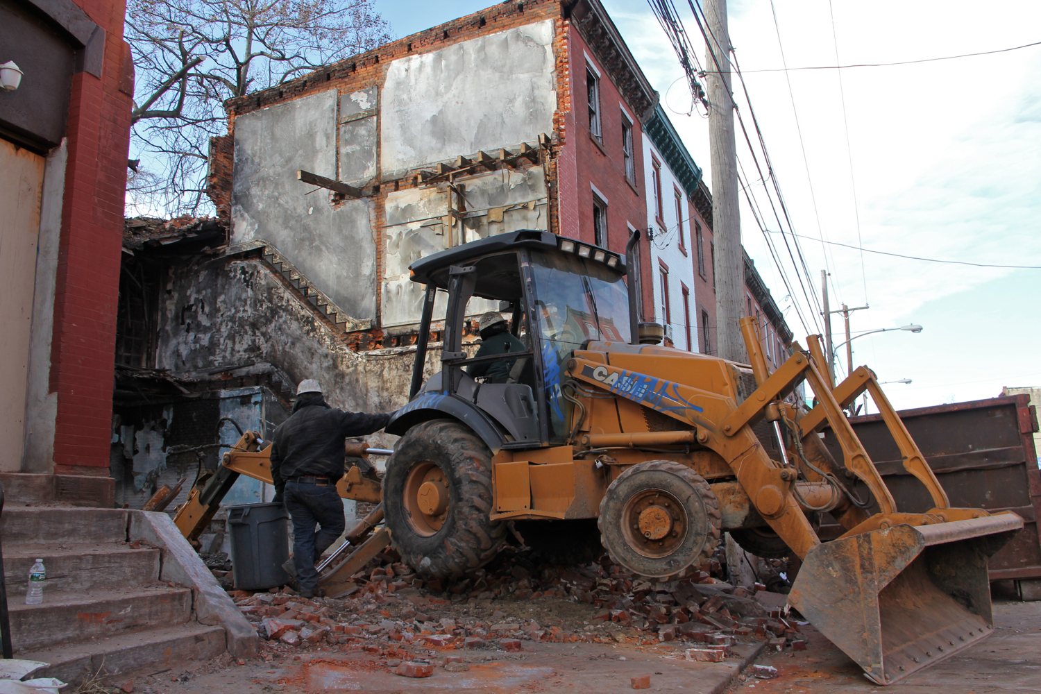 2400 block of Oxford Street, demolitions underway. February, 2016 | Emma Lee/WHYY 
