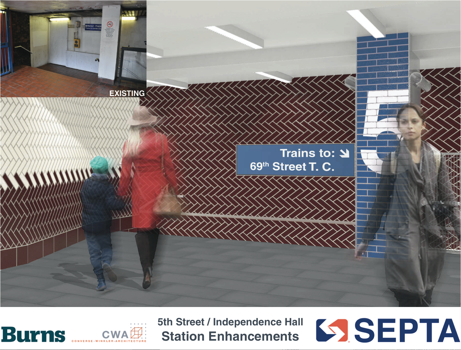 5th Street / Independence Hall: Mezzanine rendering | courtesy of SEPTA