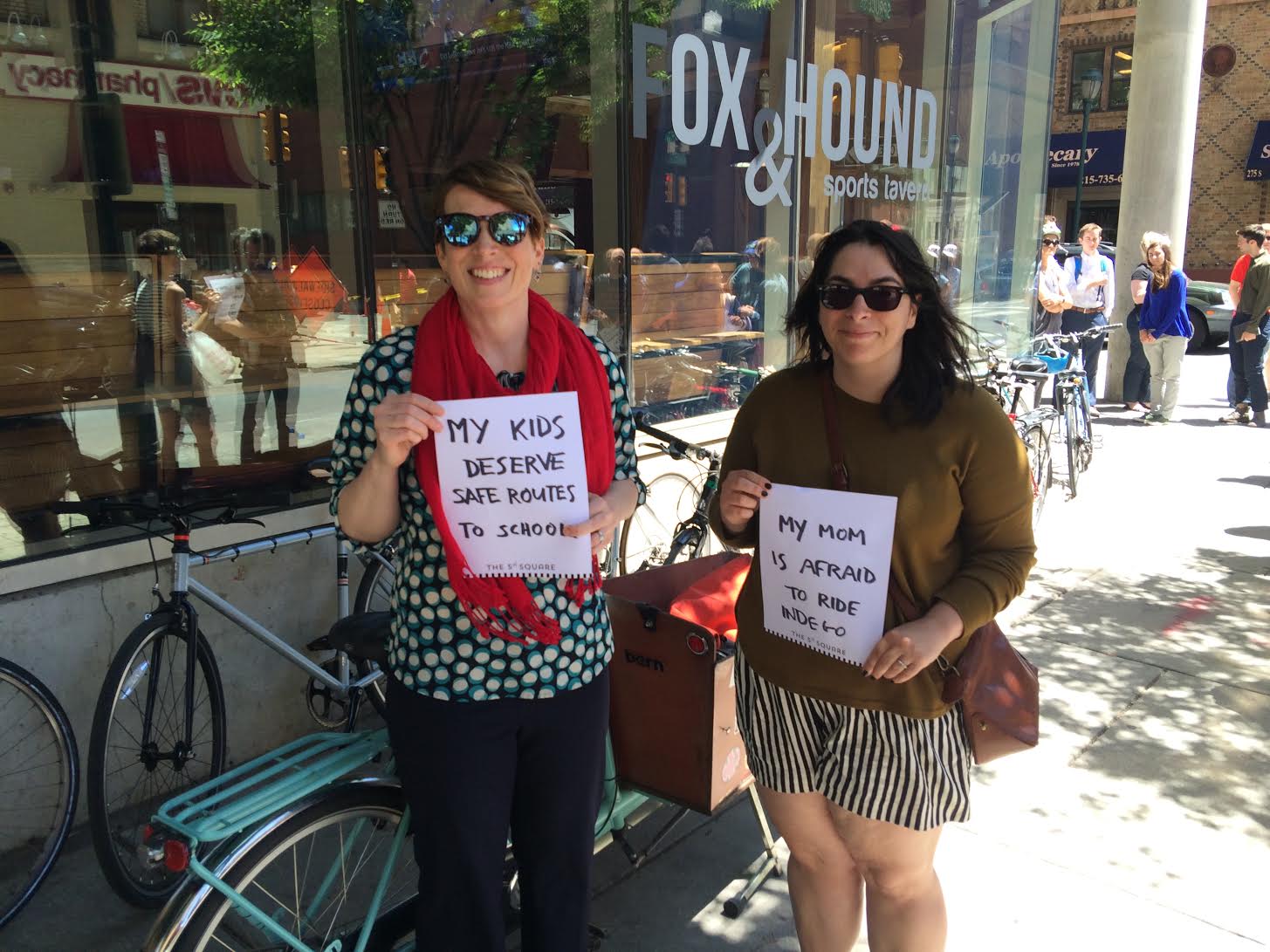 Among the advocates for better bike infrastructure: Kate Mundie and Dena Driscoll. June 14, 2016