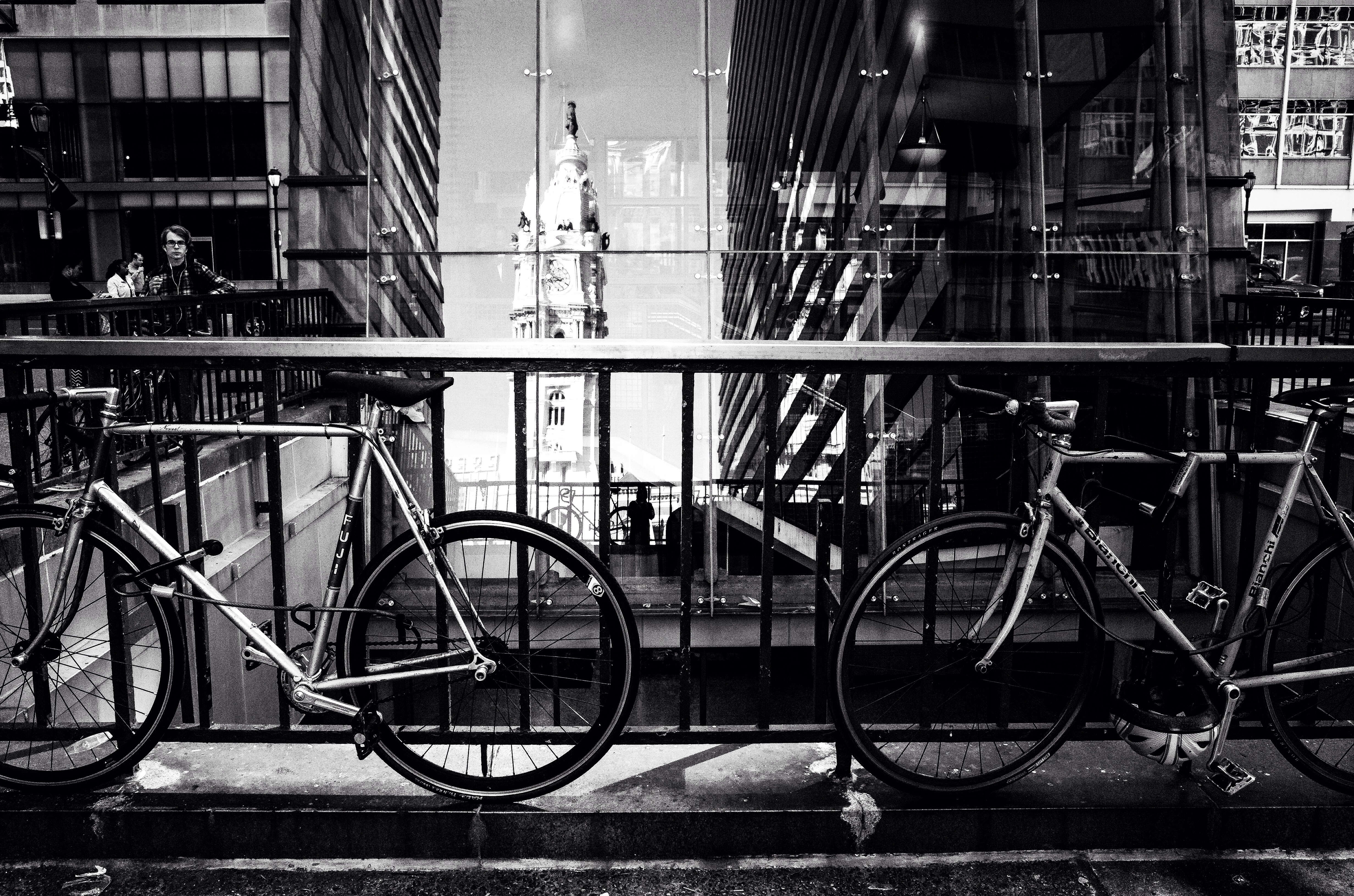 Bike parking, city hall reflections | Al BeFranke, EOTS Flickr Group