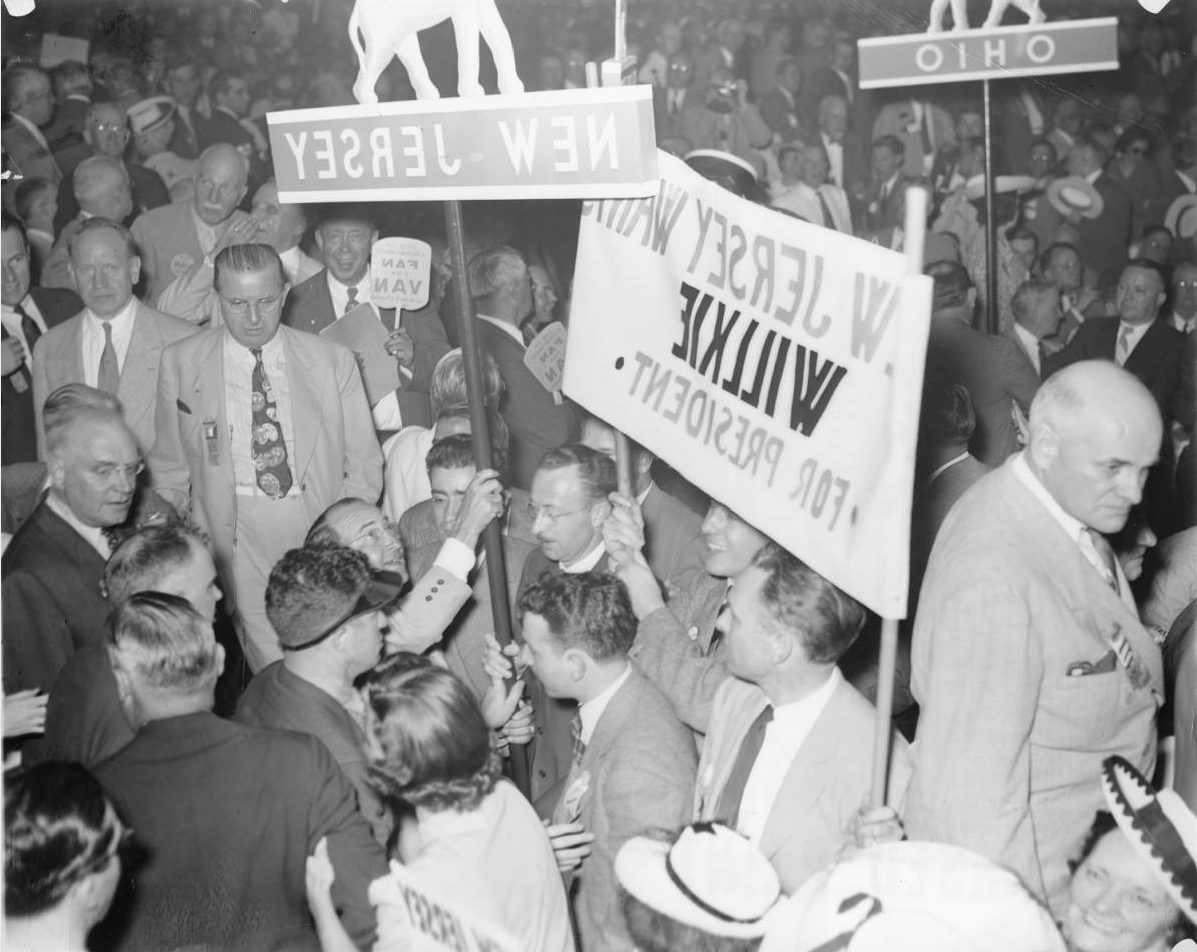 Delegates rally for Willkie in the 1940 Republican convention. | Special Collections Research Center, Temple University Libraries, Philadelphia, PA