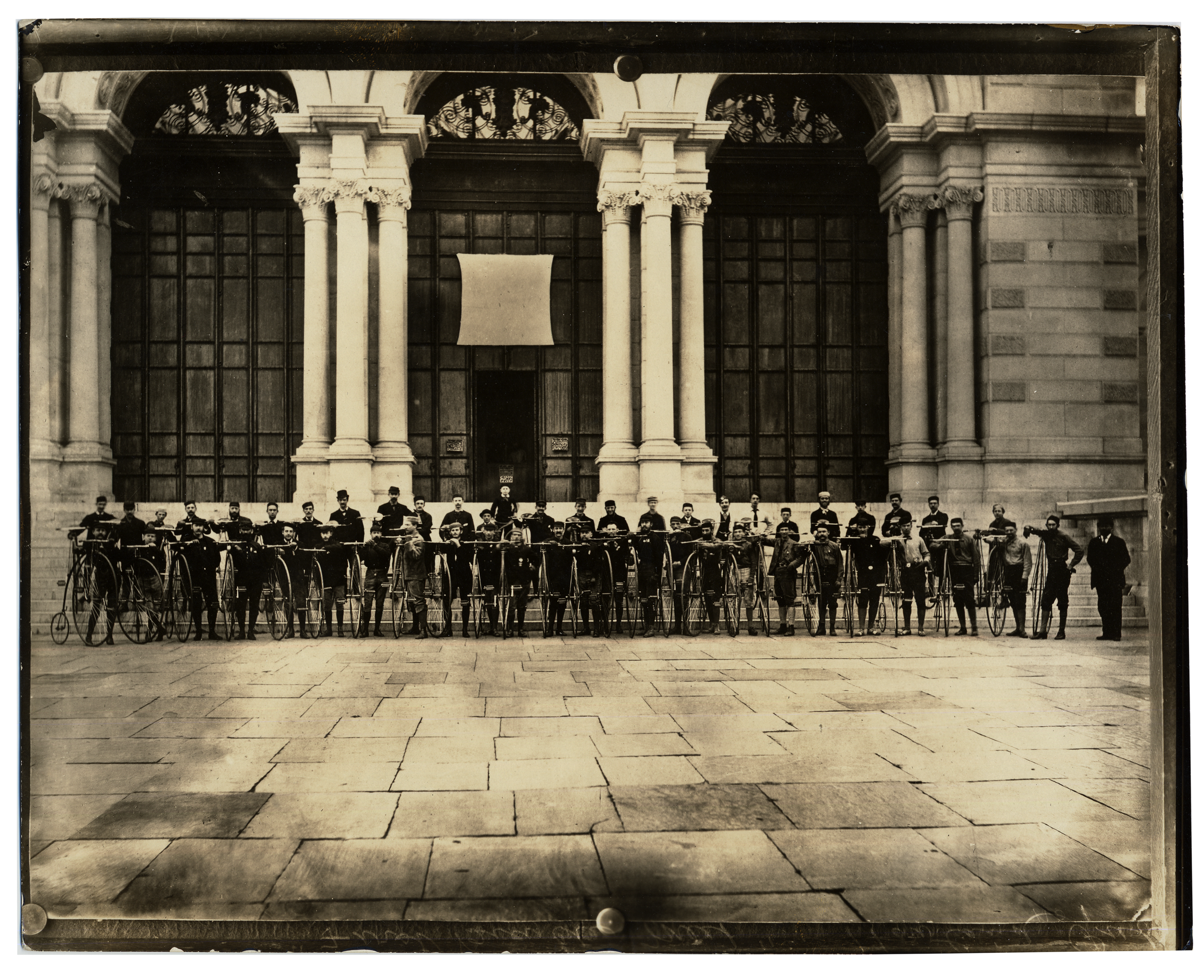 First bicyclist meet in front of Memorial Hall, Fairmount Park | Historical Society of Pennsylvania, Penrose Pictoral Philadelphia collection