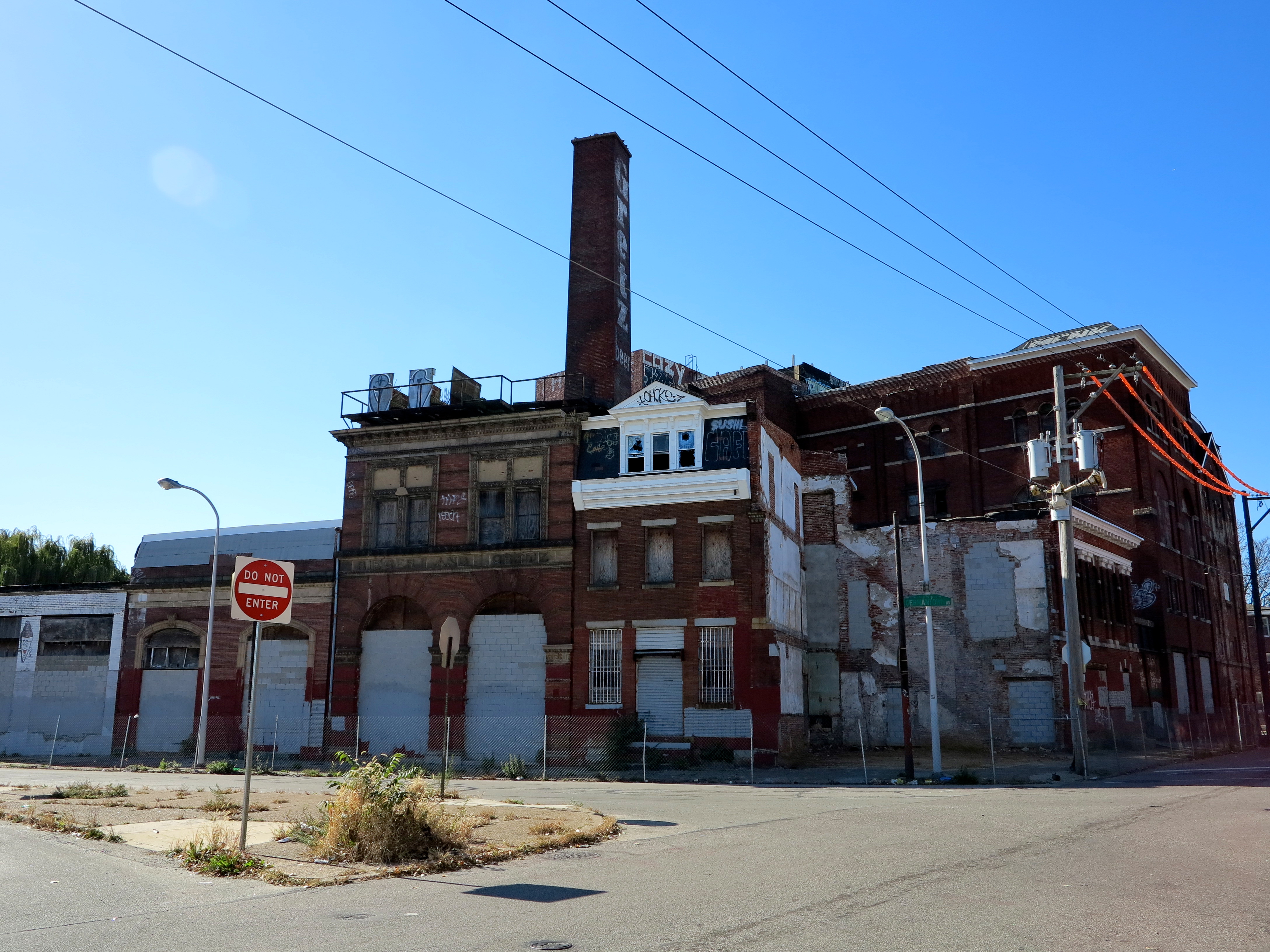 Gretz Brewery complex after the corner building's demolition | November 6, 2013
