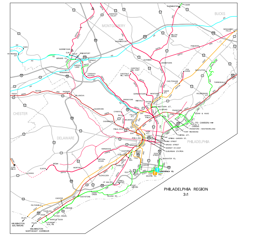 Map of Class I Railroads in Philadelphia Region | PennDOT