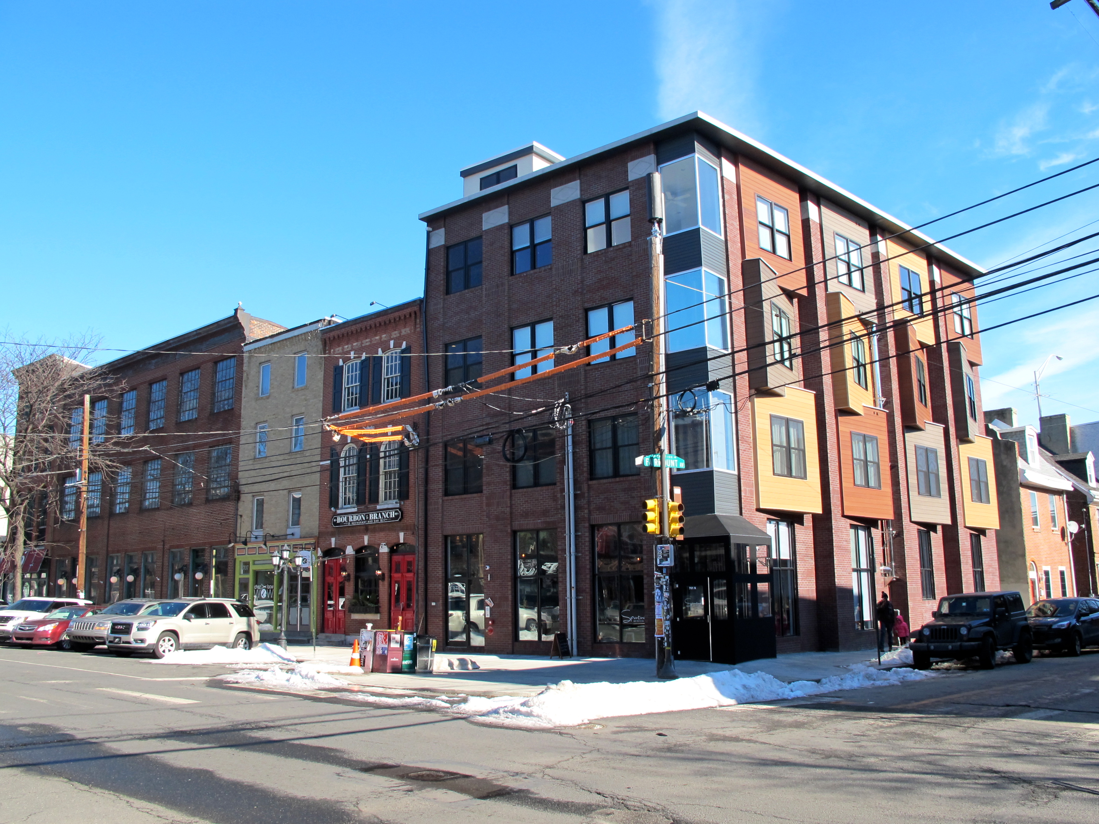 Mixed-use infill on North 2nd Street, Northern Liberties, January 2016