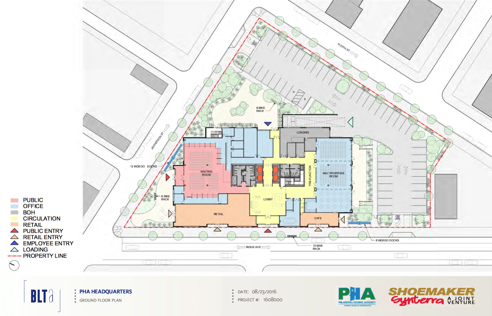 PHA Headquarters: Ground floor and site plan | BLTa, CDR presentation, Sept. 2016