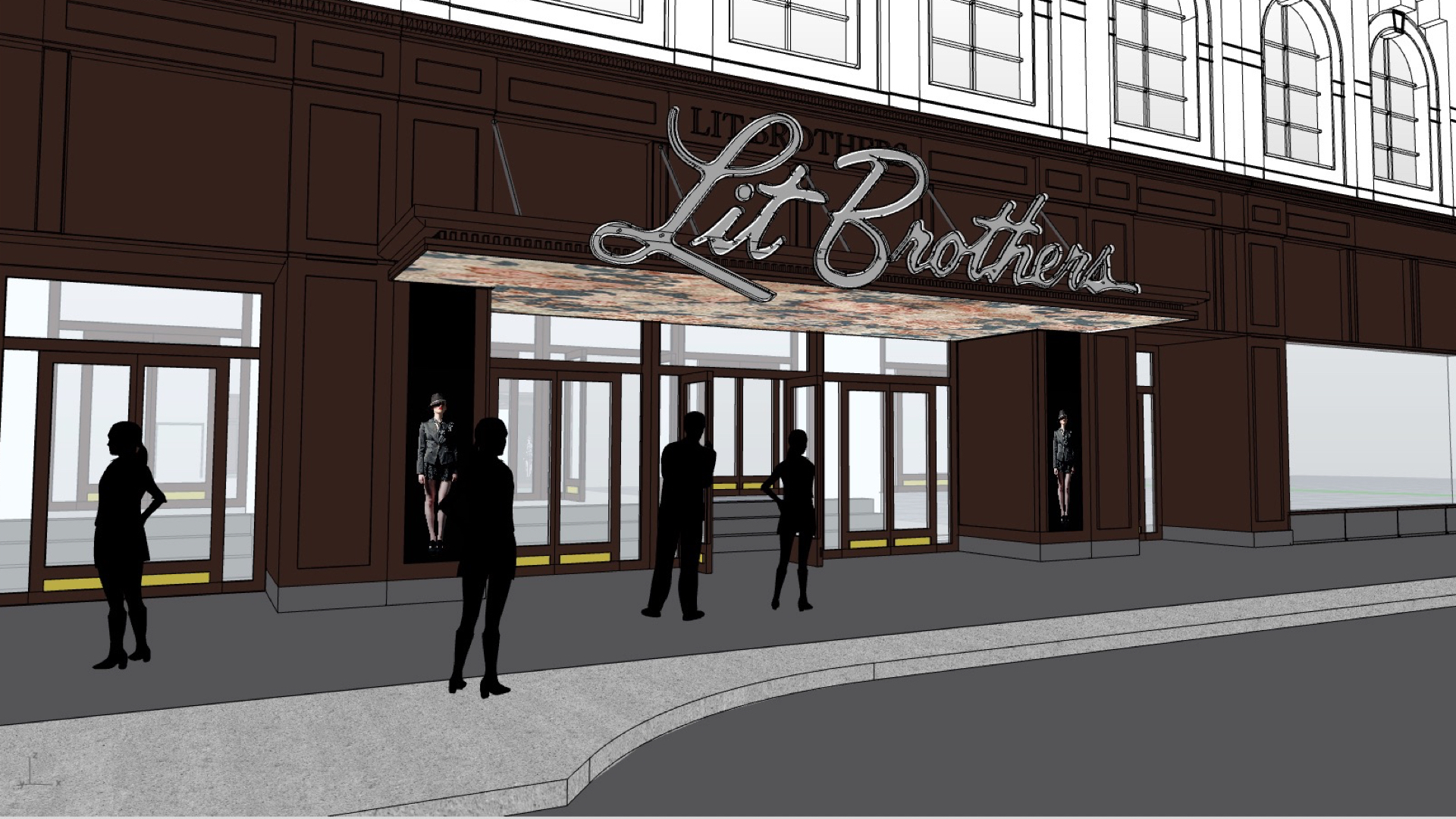 Proposal for new entry signage on Lit Brothers building | Brickstone Realty