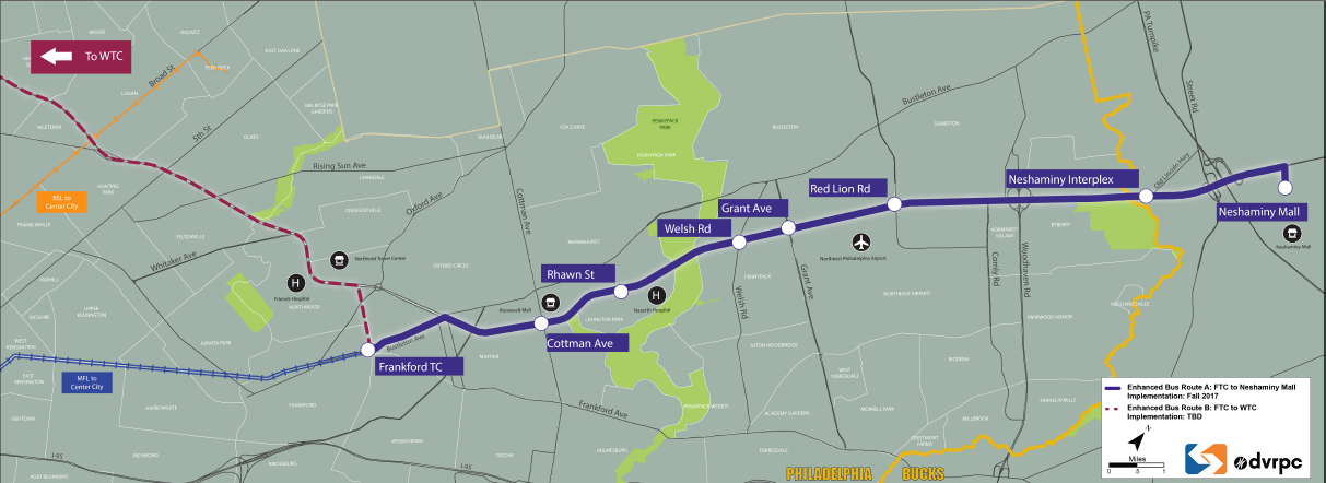 Proposed stations for new enhanced bus service along Roosevelt Boulevard