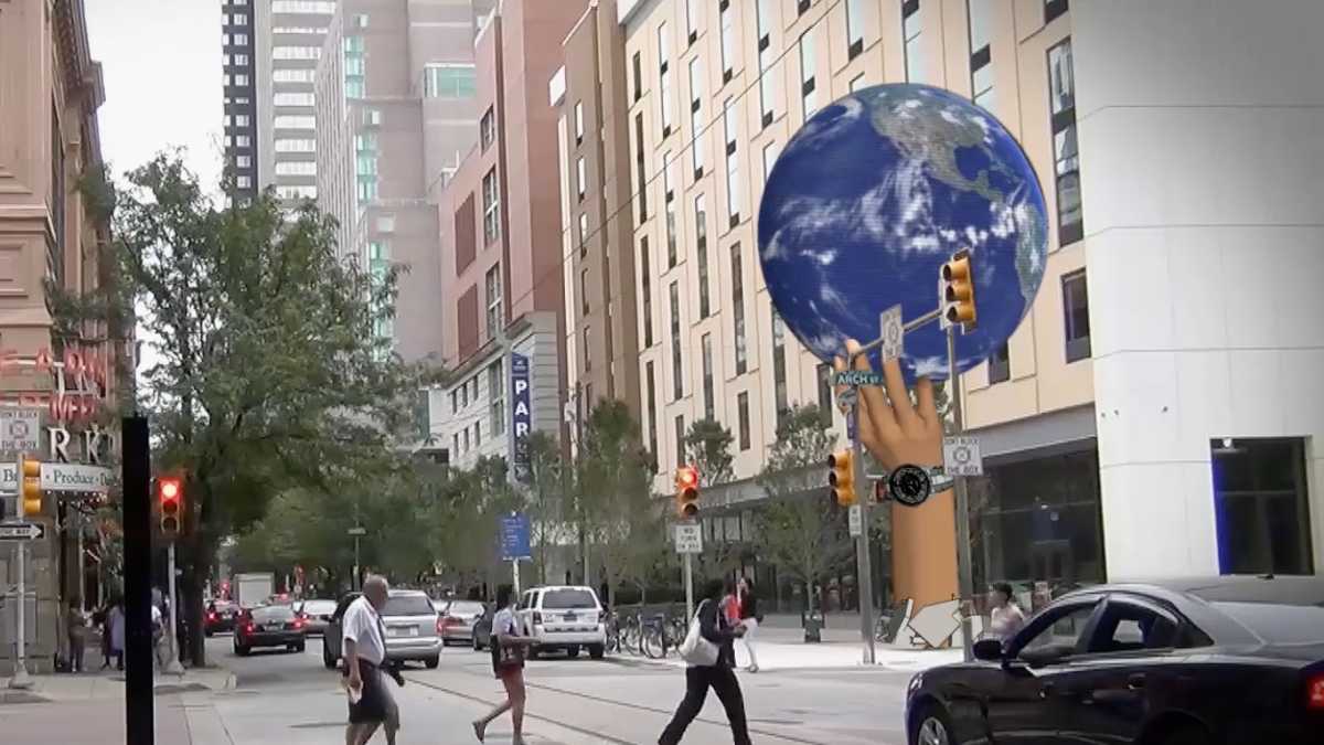 Proposed UED globe at 12th and Arch streets in Philadelphia. (Image courtesy of Catalyst)