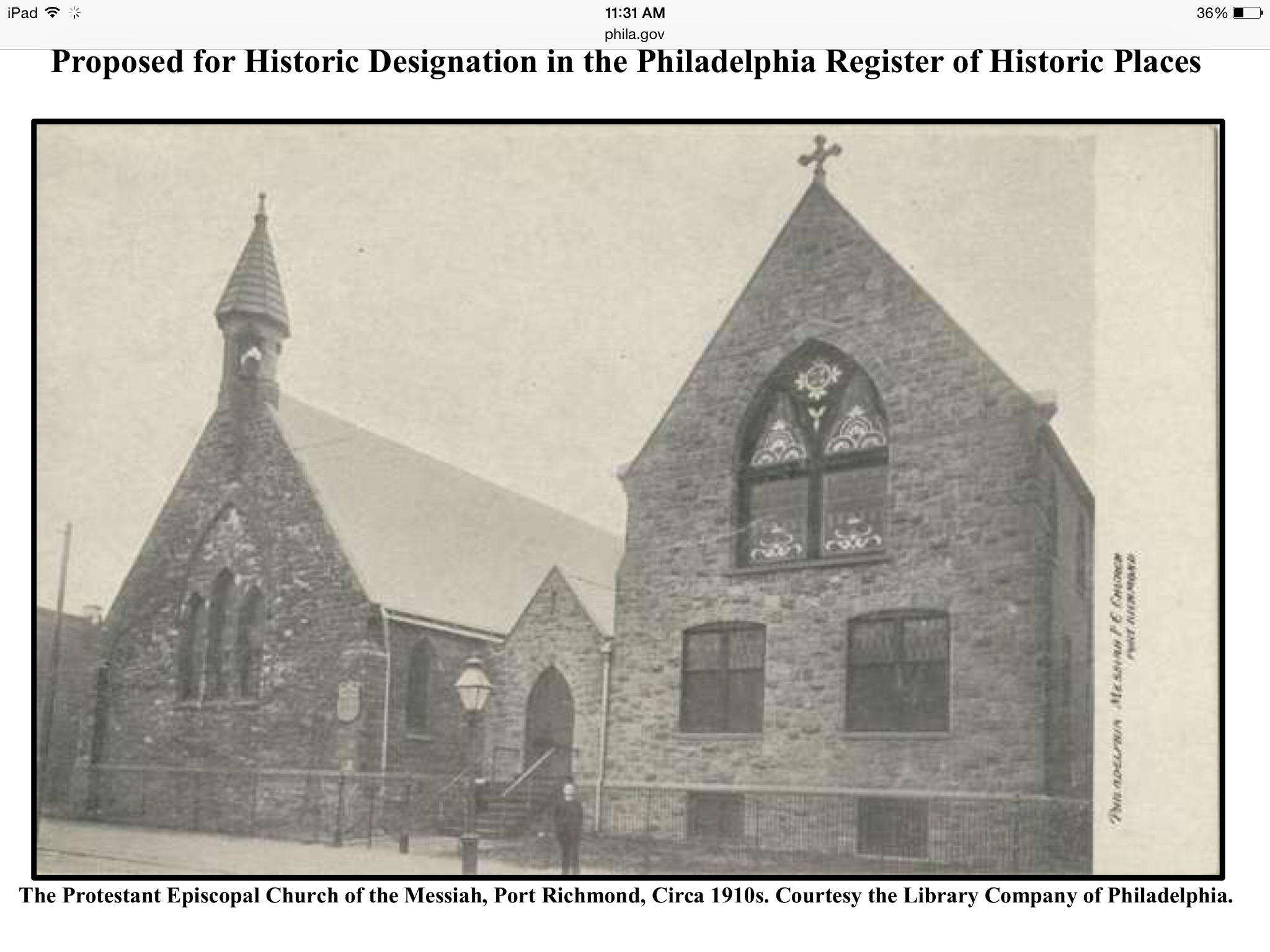 Protestant Episcopal Church of the Messiah, c. 1910 | Library Company of Philadelphia, Nomination for Philadelphia Register
