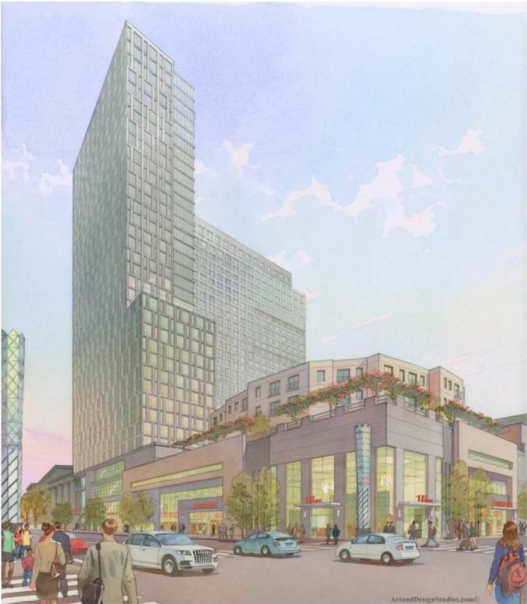 Rendering of Tower Investments development at Broad and Washington, looking northeast | Cope Linder Architects, Feb. 2016