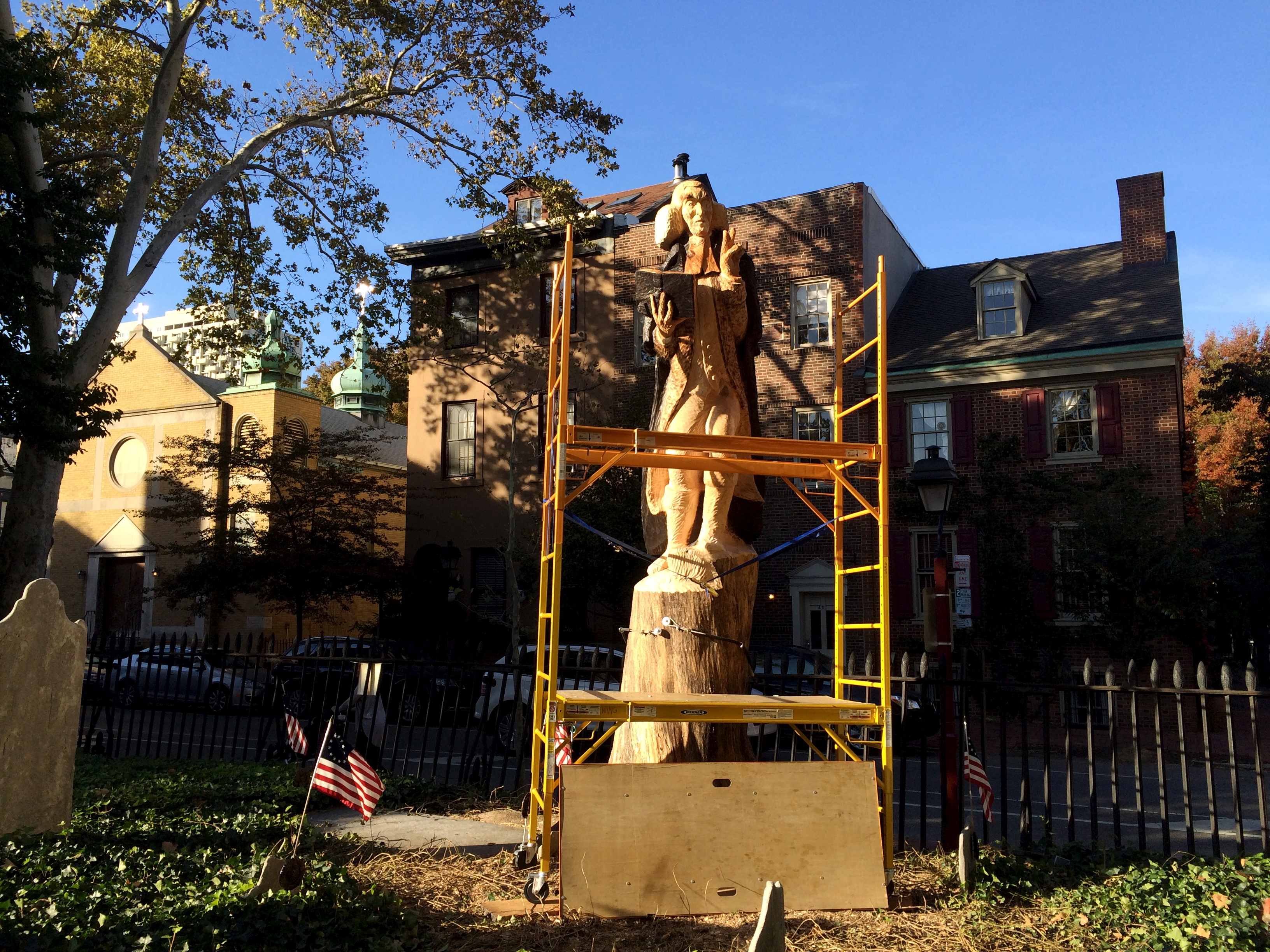 Roger Wing's sculpture of George Duffield nearing completion